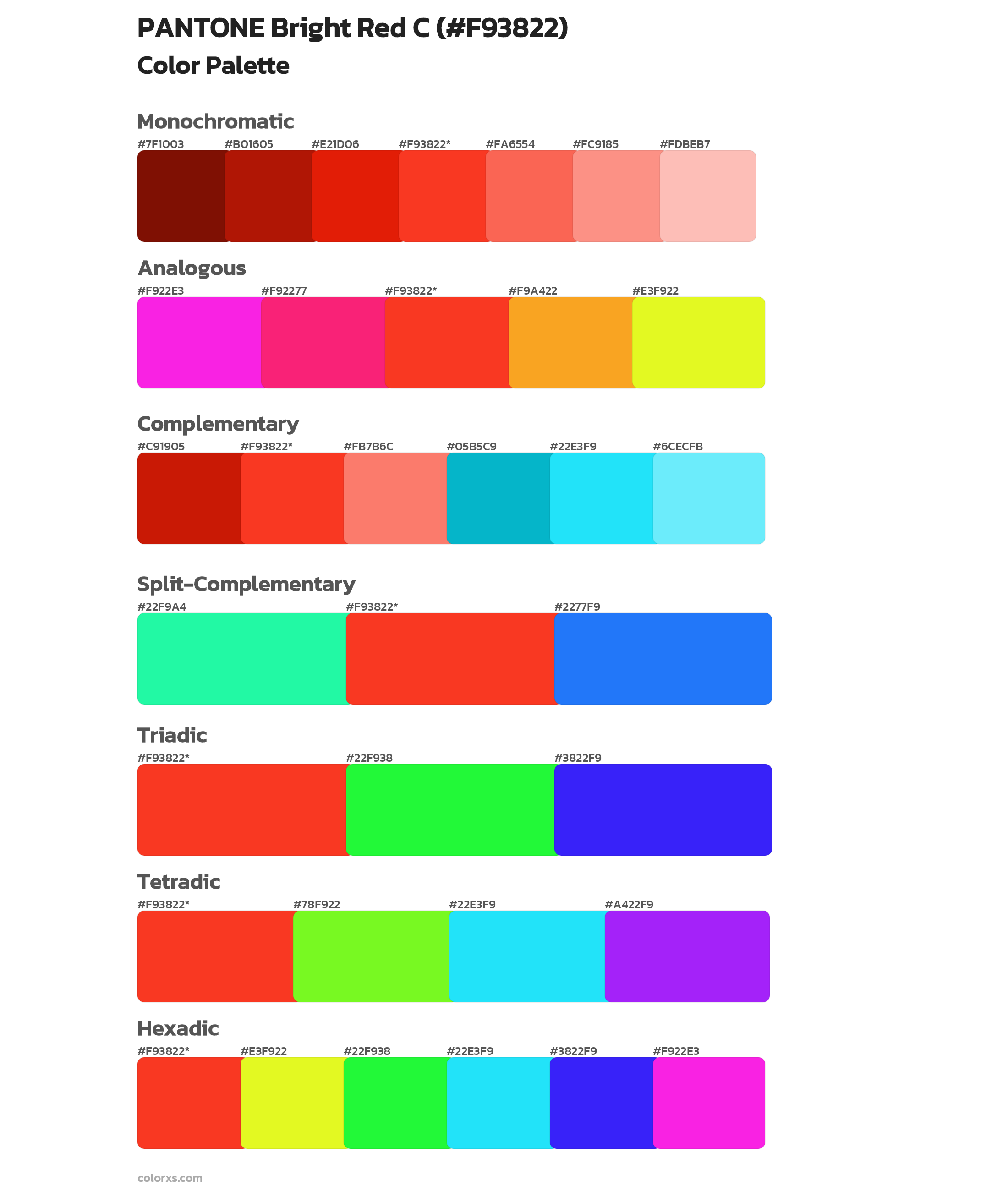 PANTONE Bright Red C Color Scheme Palettes