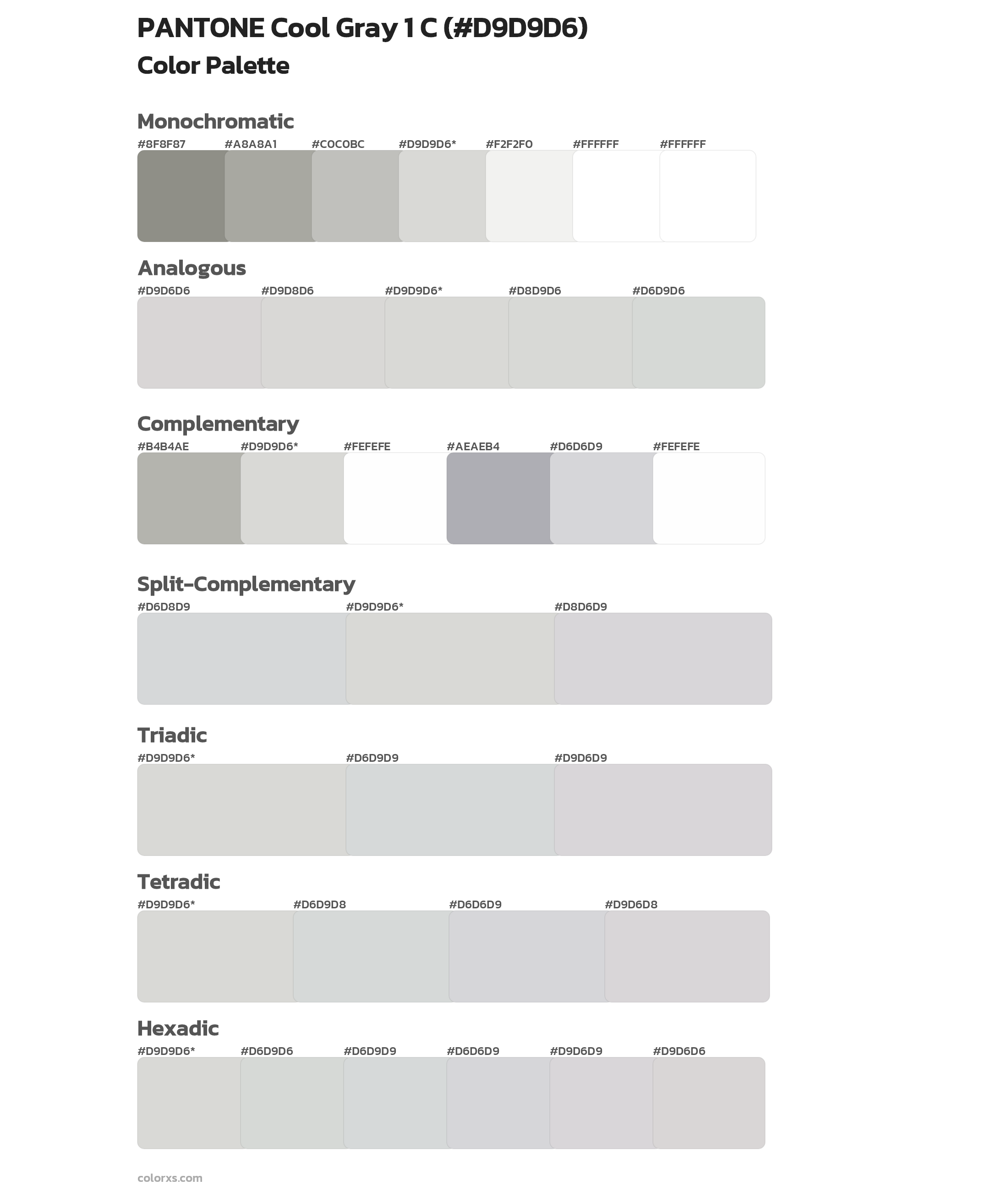 PANTONE Cool Gray 1 C Color Scheme Palettes