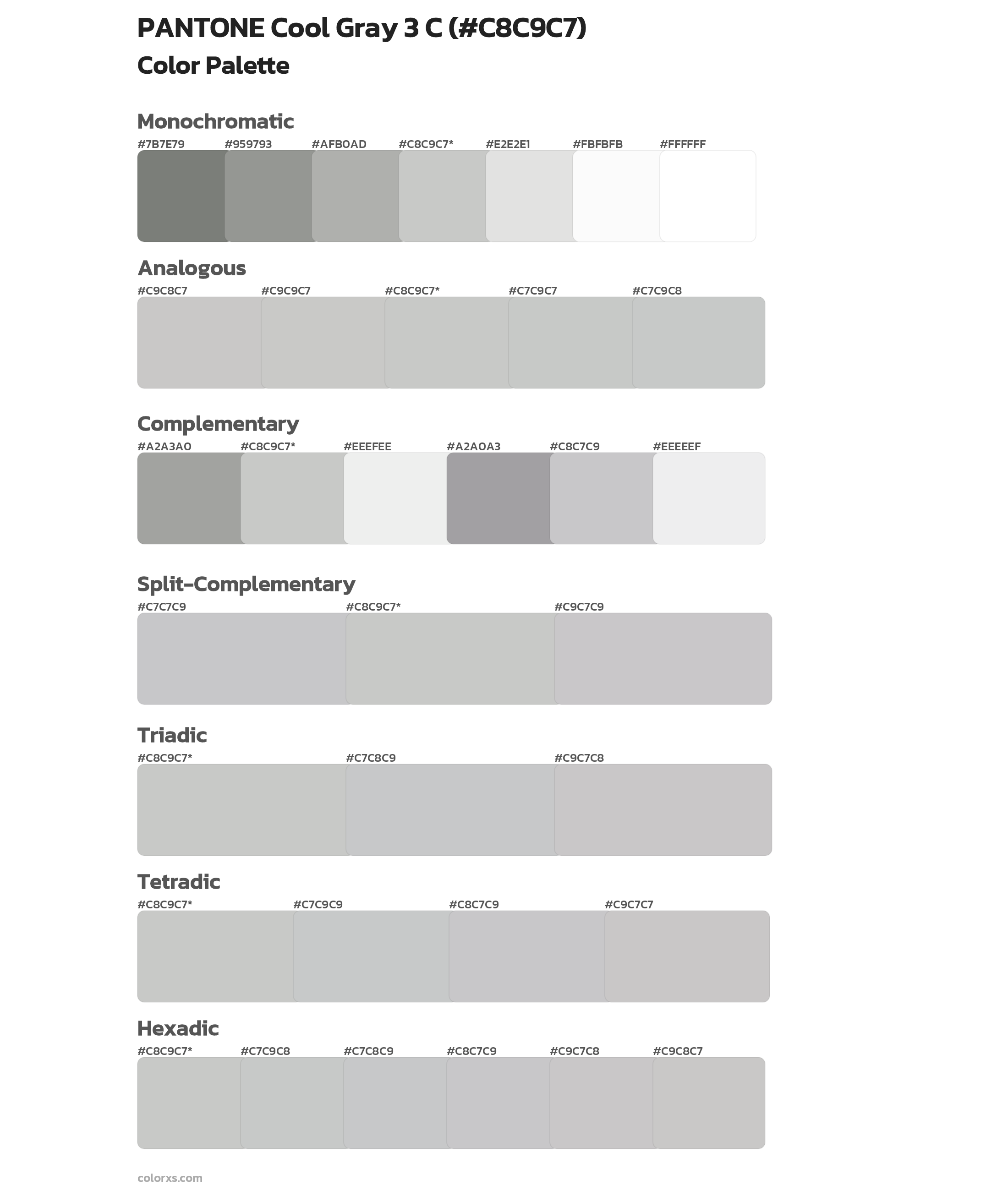 PANTONE Cool Gray 3 C Color Scheme Palettes