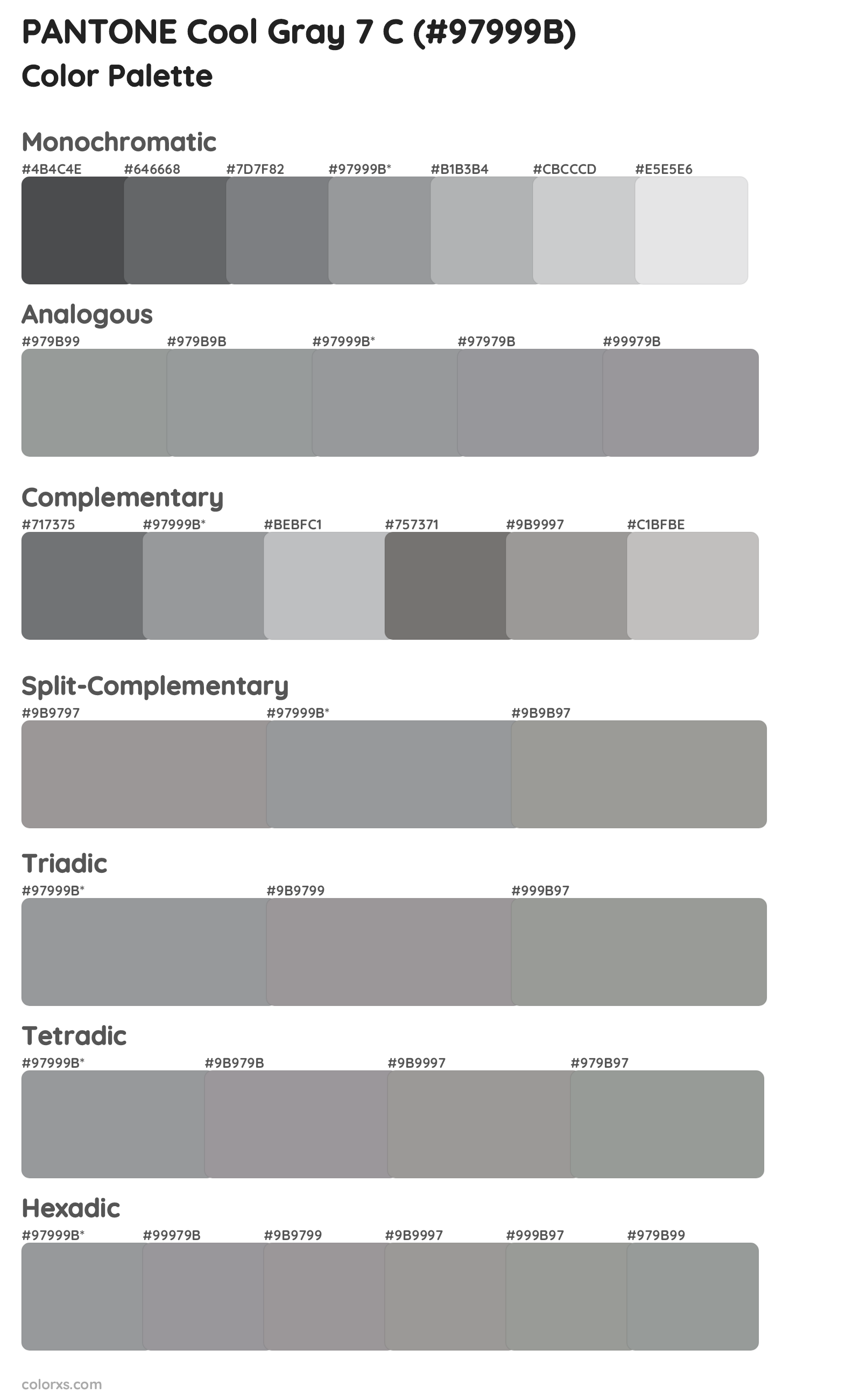 PANTONE Cool Gray 7 C Color Scheme Palettes