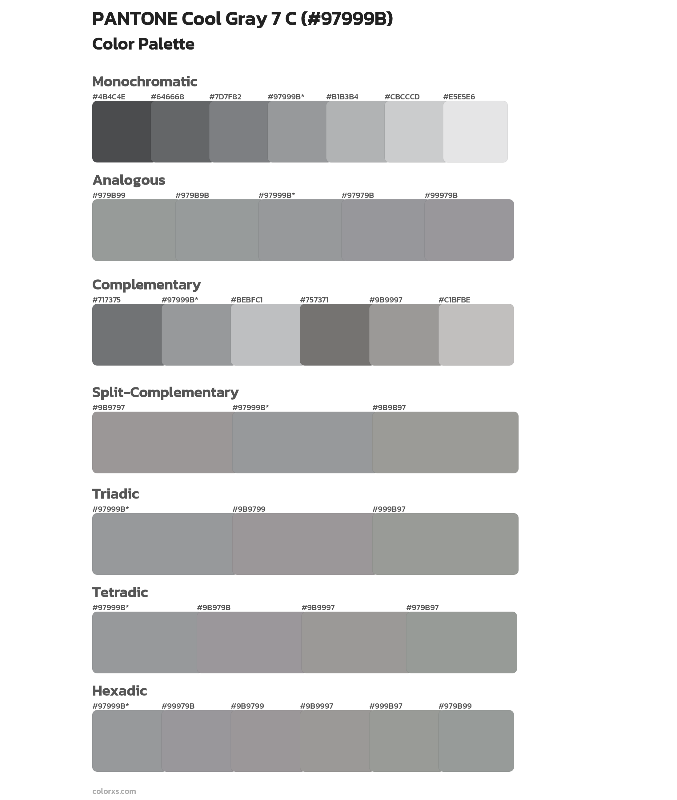 PANTONE Cool Gray 7 C Color Scheme Palettes