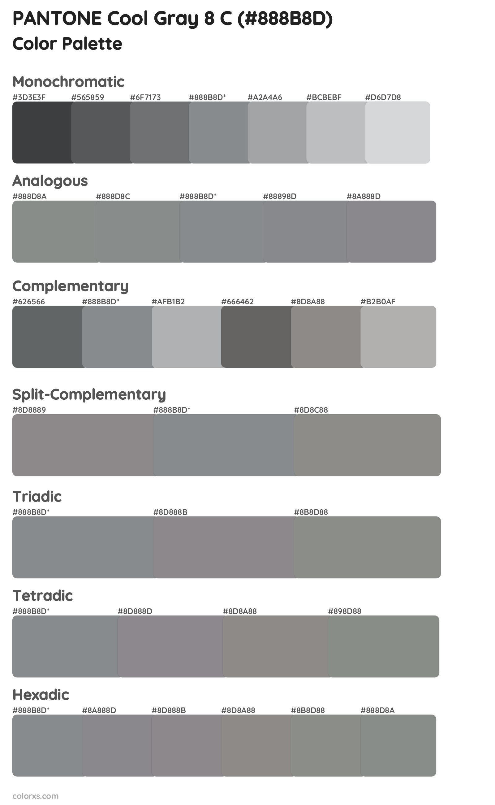 PANTONE Cool Gray 8 C Color Scheme Palettes