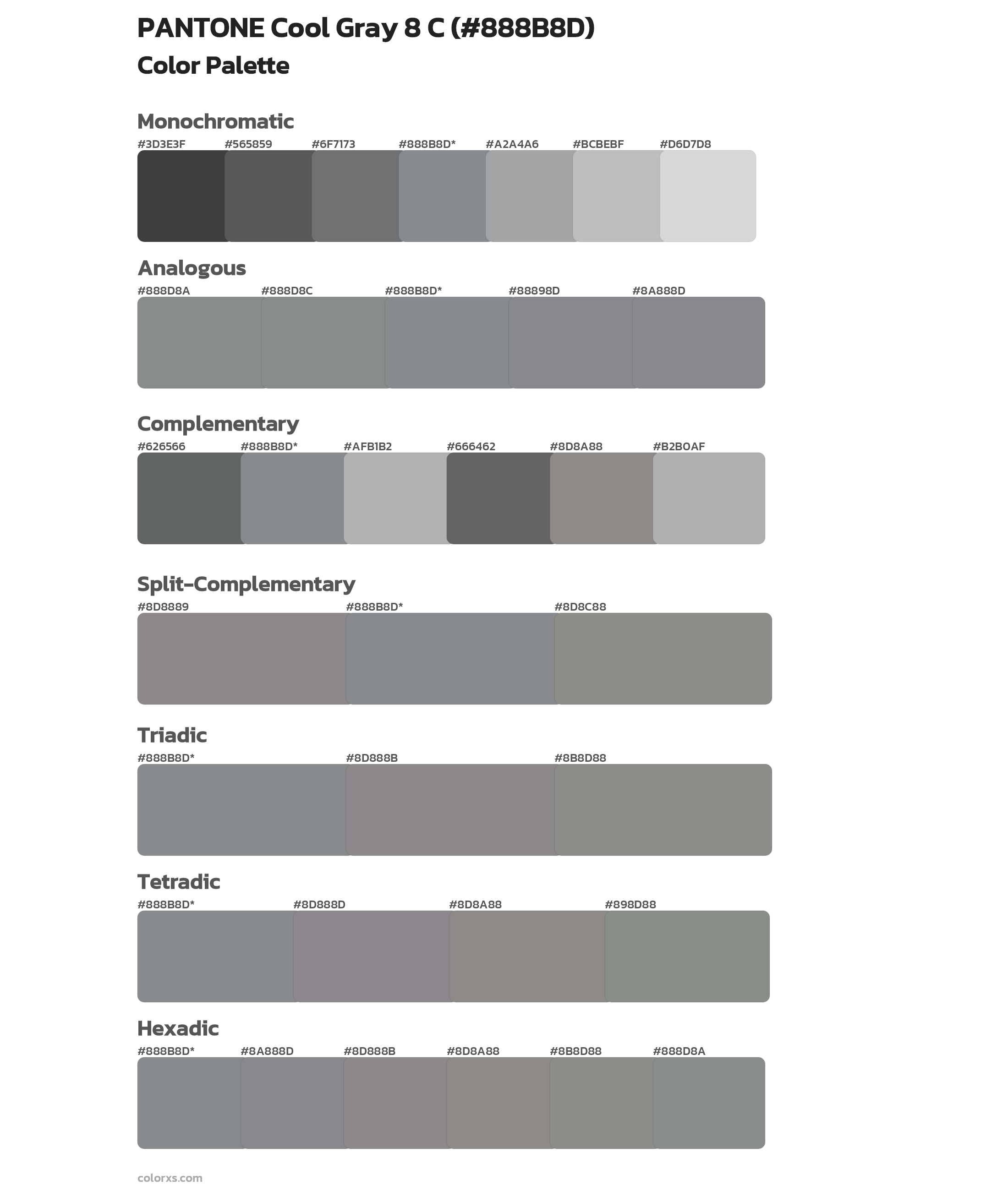 PANTONE Cool Gray 8 C Color Scheme Palettes