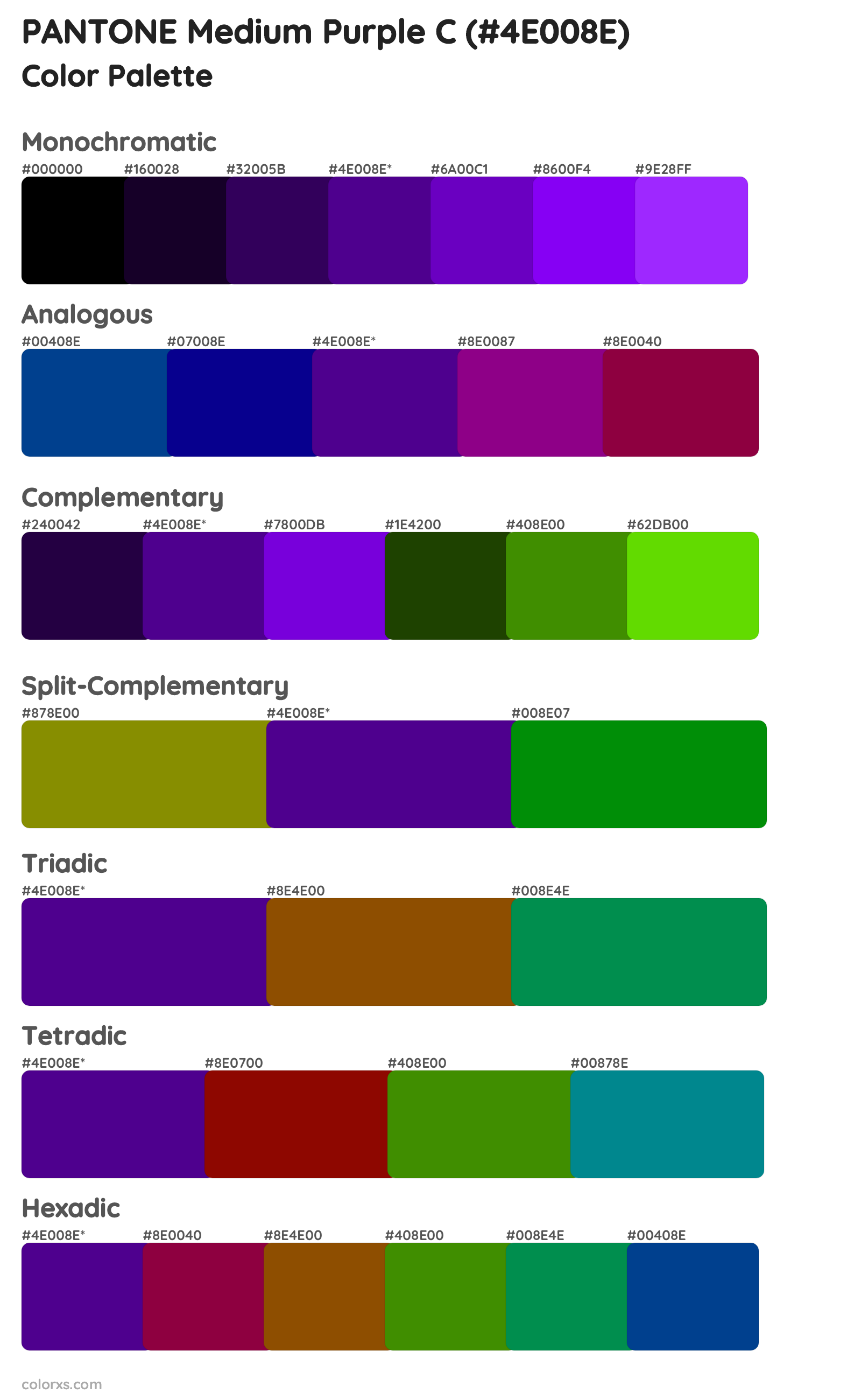 PANTONE Medium Purple C Color Scheme Palettes