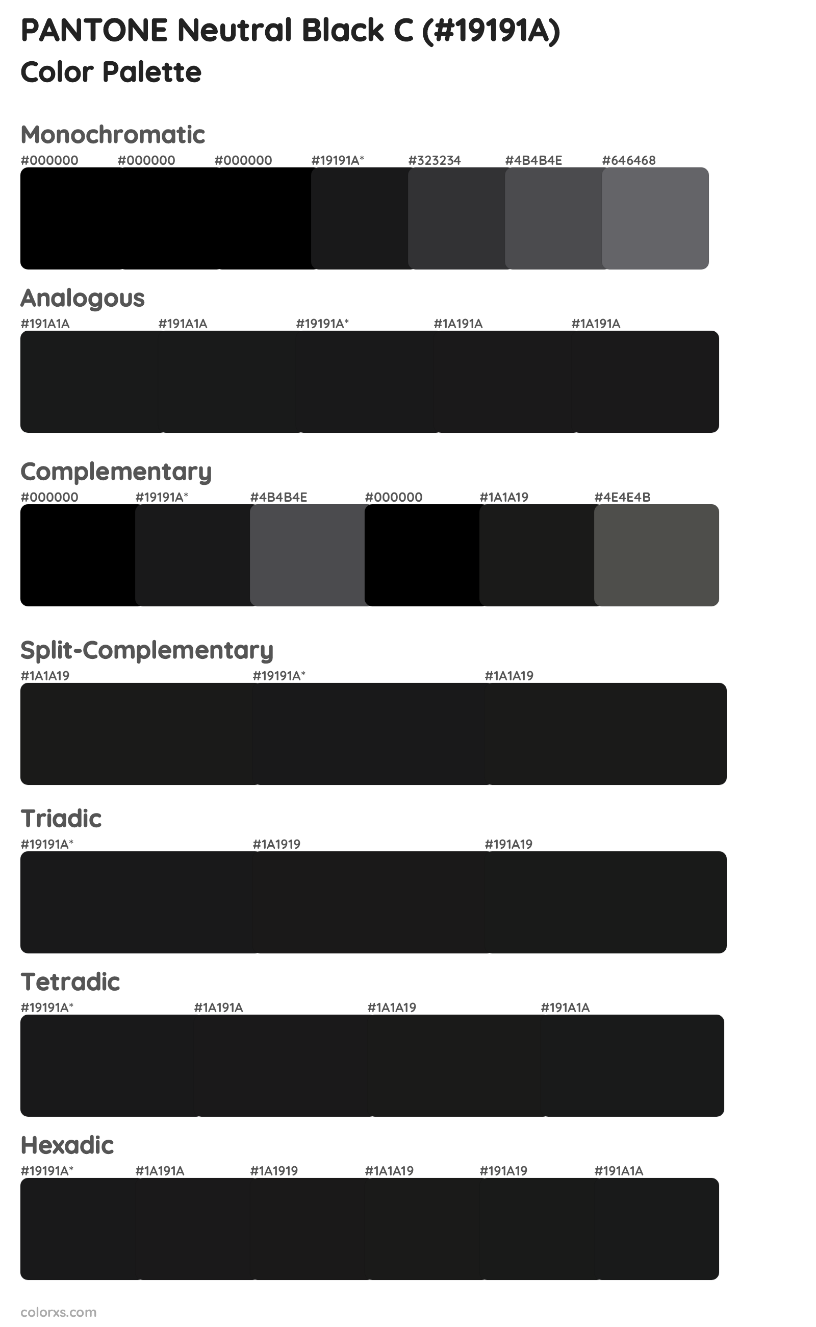 PANTONE Neutral Black C Color Scheme Palettes