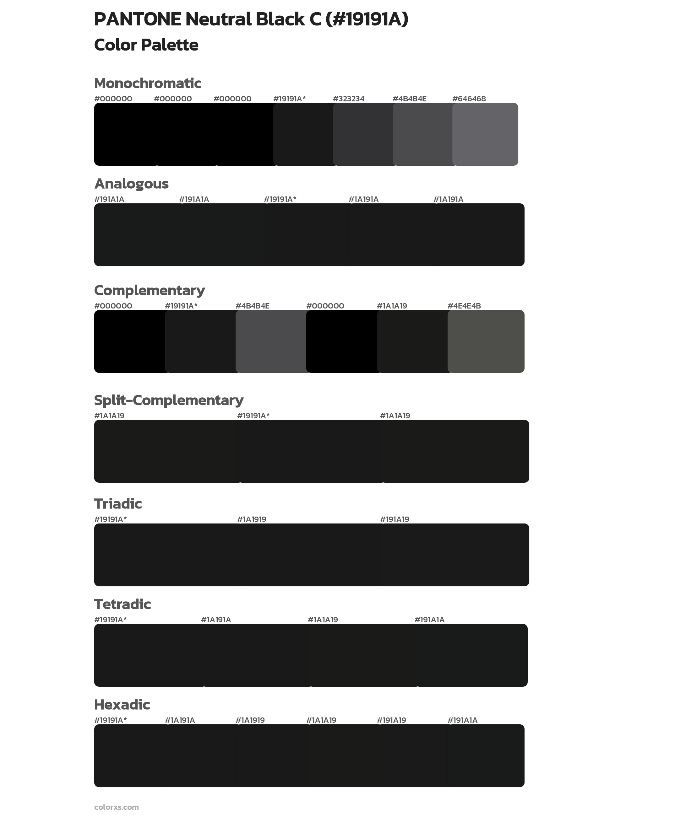 PANTONE Neutral Black C Color Scheme Palettes