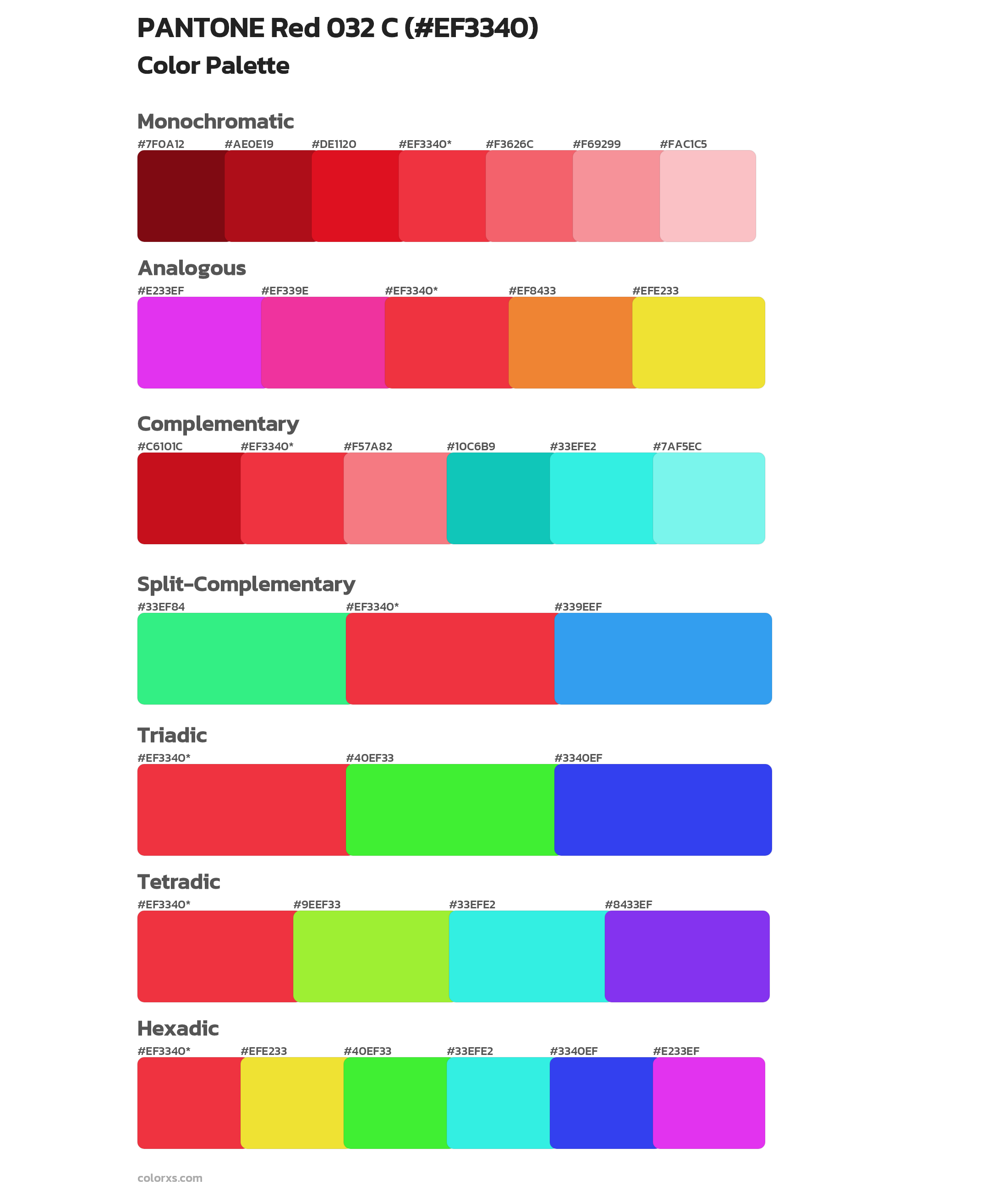 PANTONE Red 032 C Color Scheme Palettes