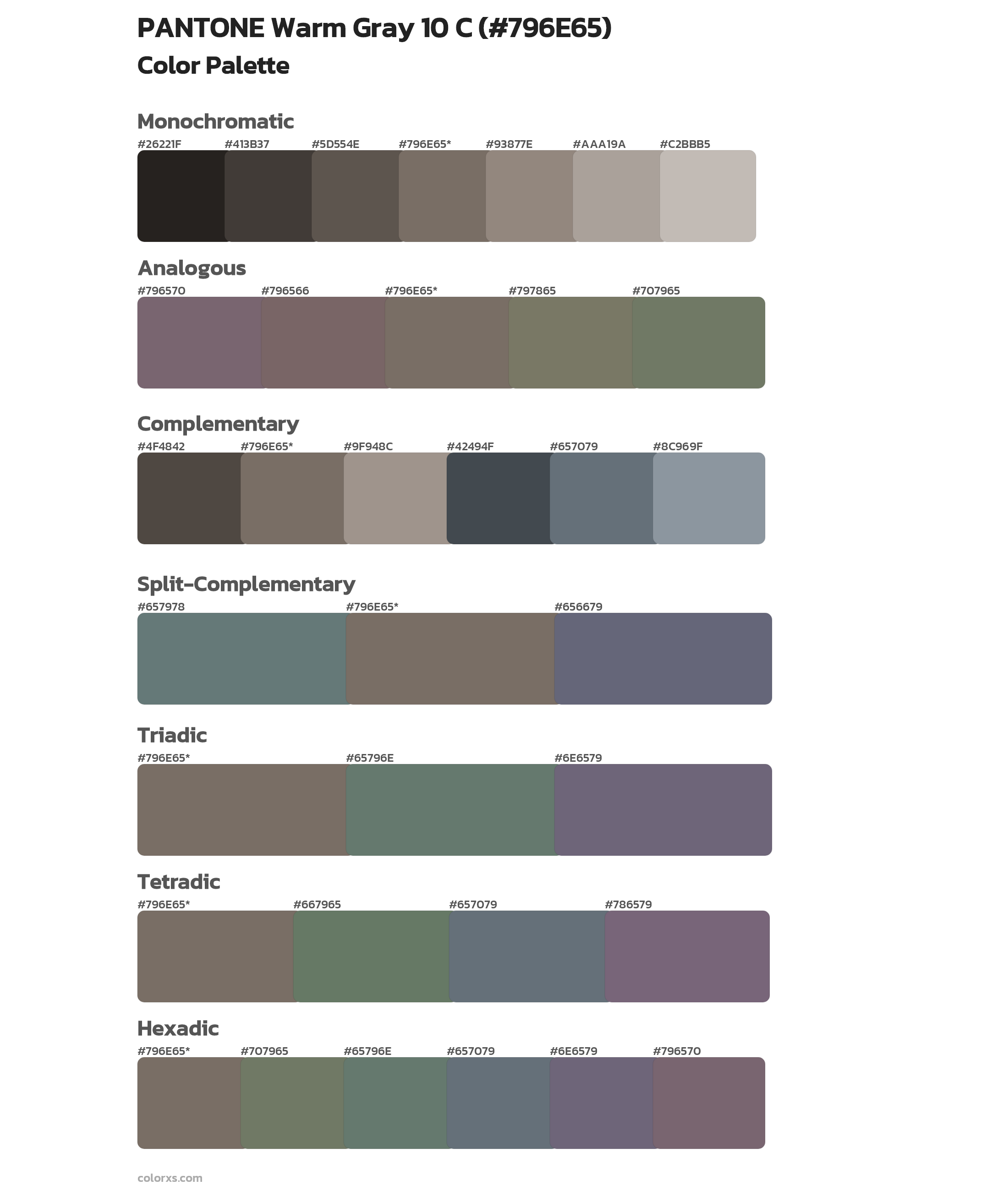 PANTONE Warm Gray 10 C Color Scheme Palettes