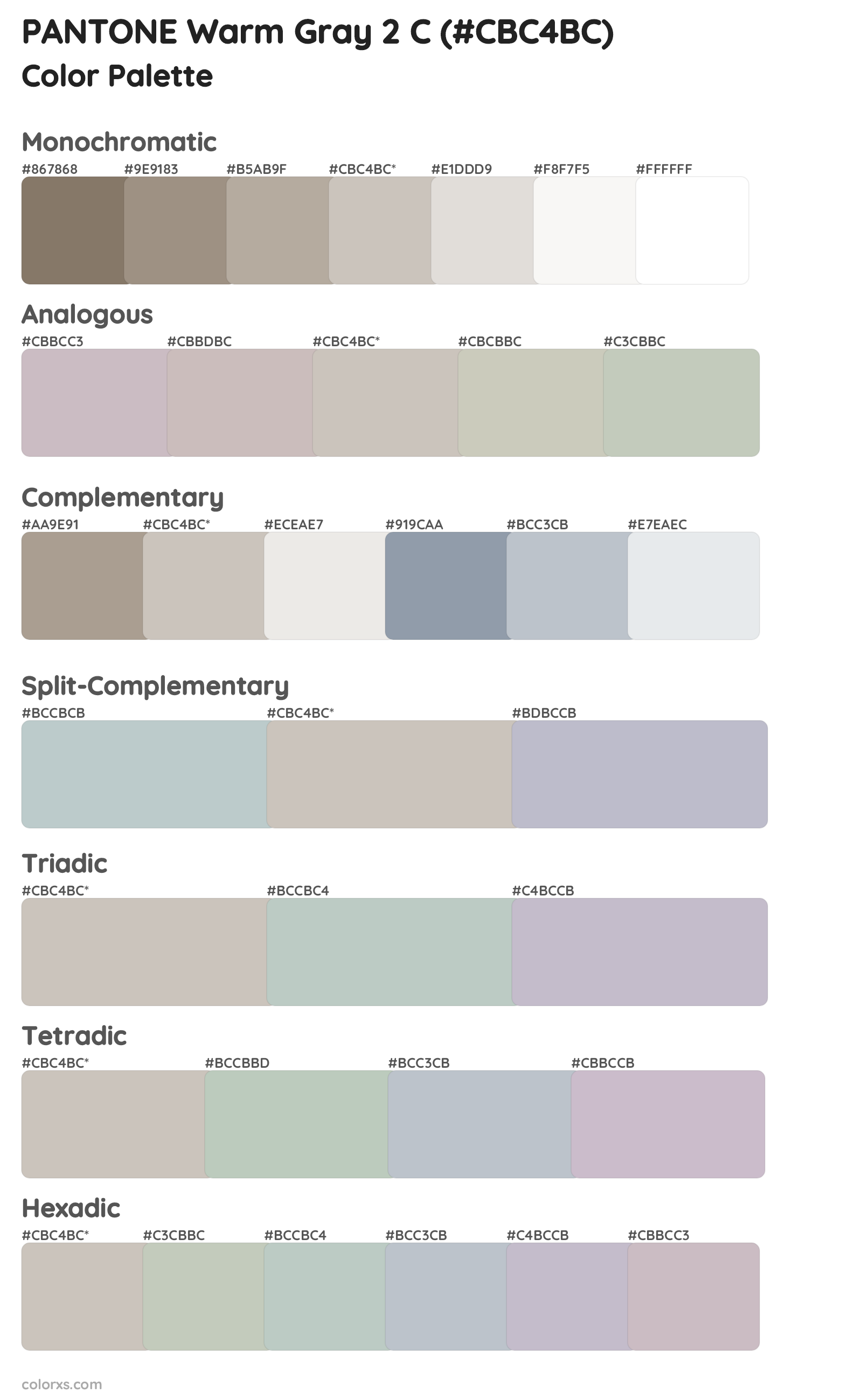 PANTONE Warm Gray 2 C Color Scheme Palettes
