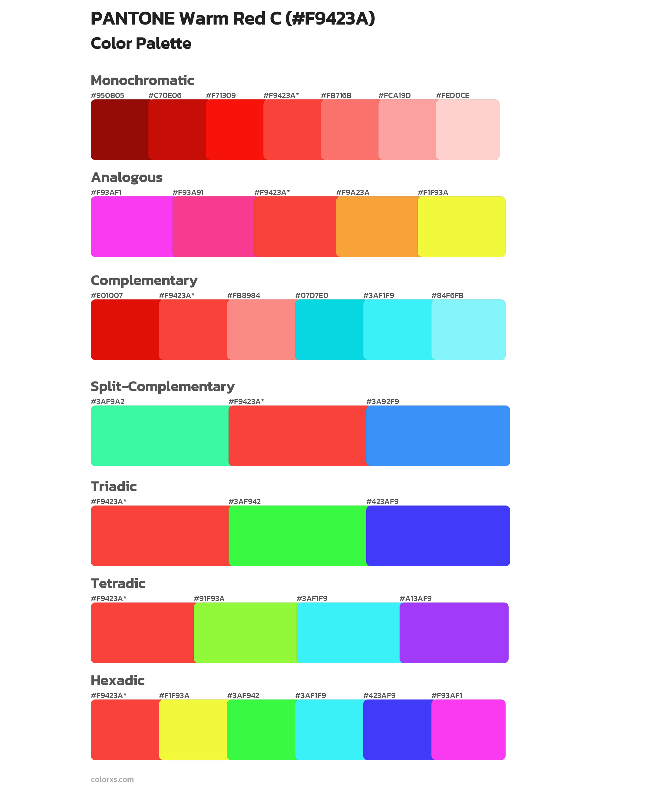 PANTONE Warm Red C Color Scheme Palettes