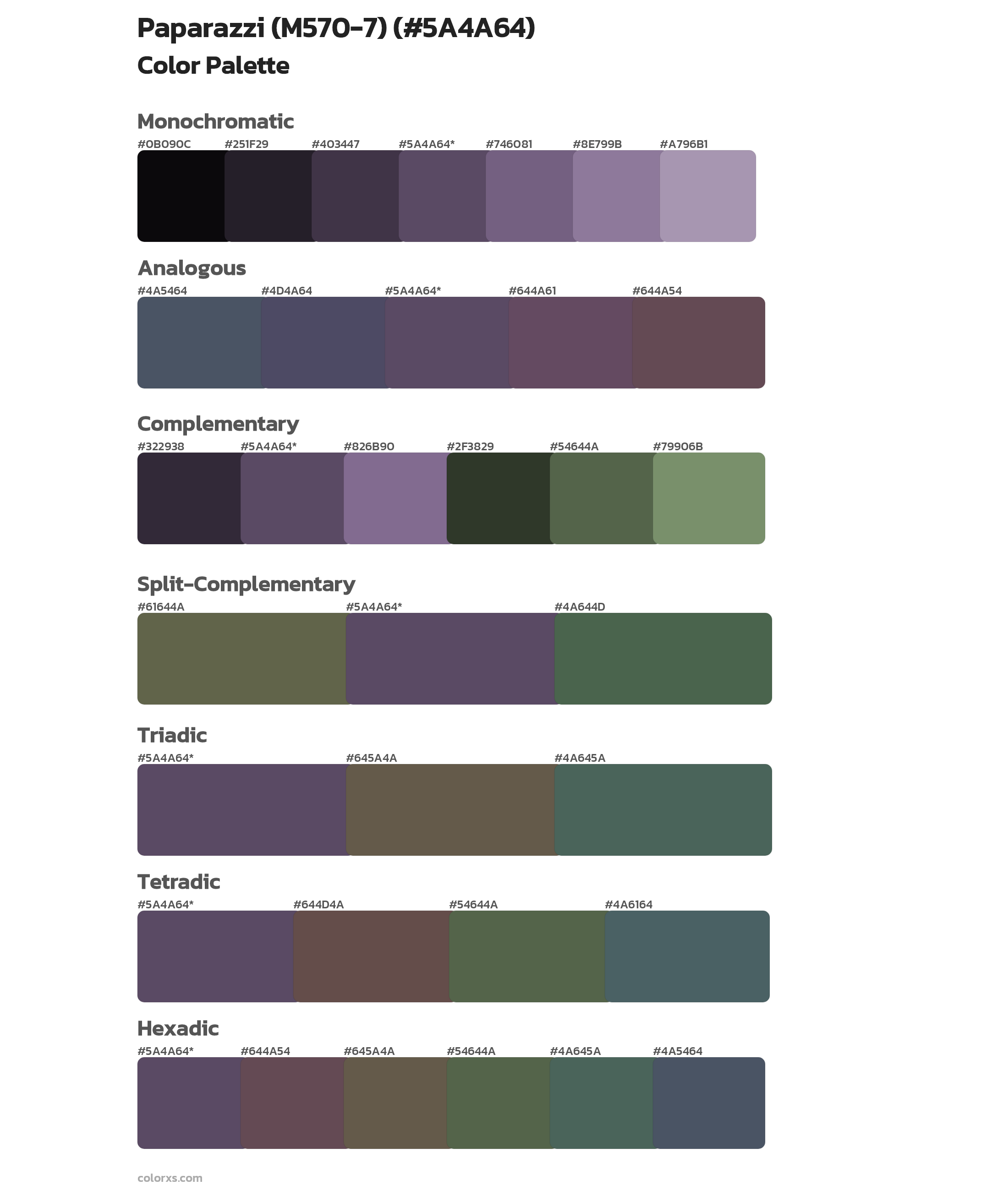 Paparazzi (M570-7) Color Scheme Palettes