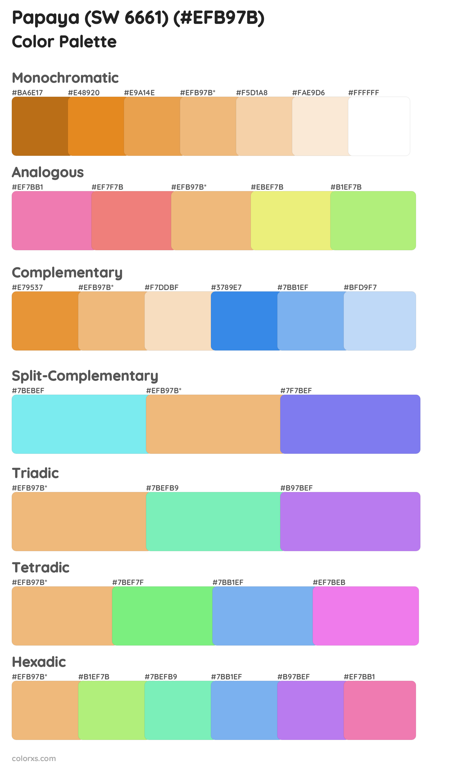 Papaya (SW 6661) Color Scheme Palettes