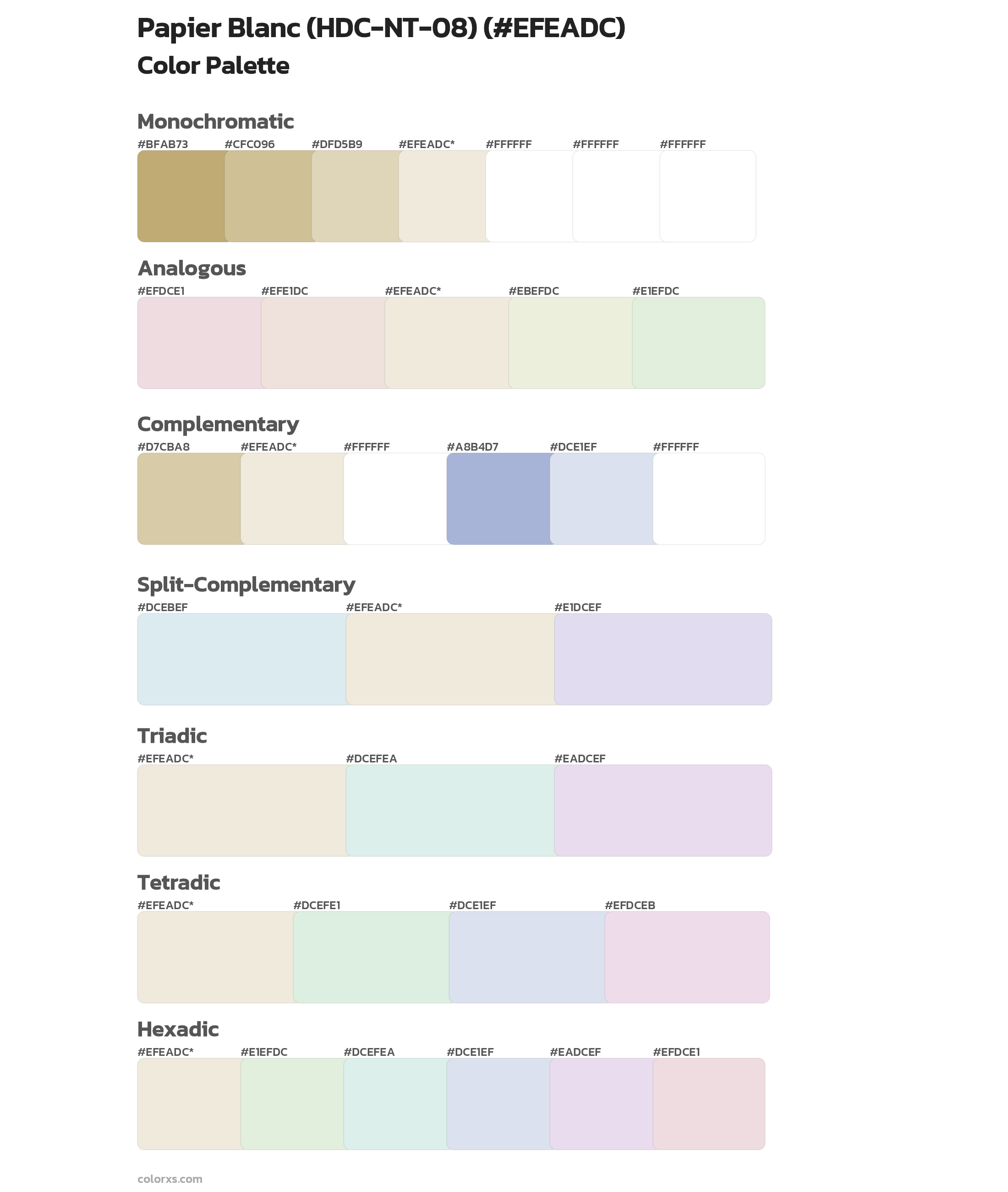 Papier Blanc (HDC-NT-08) Color Scheme Palettes
