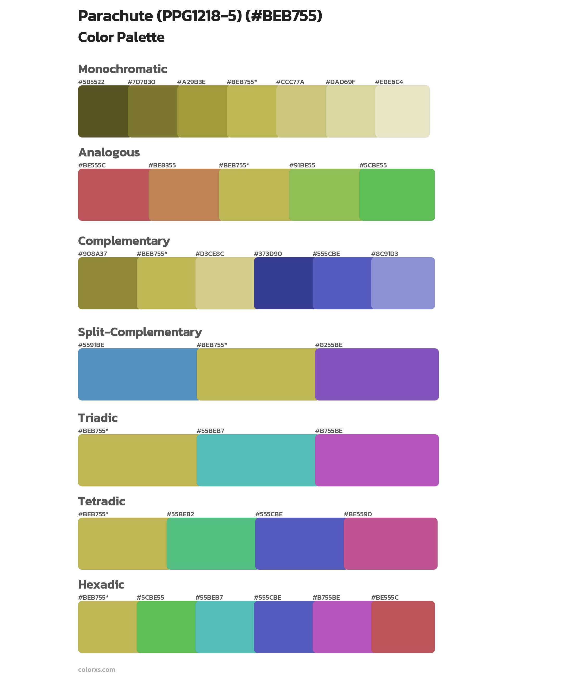 Parachute (PPG1218-5) Color Scheme Palettes
