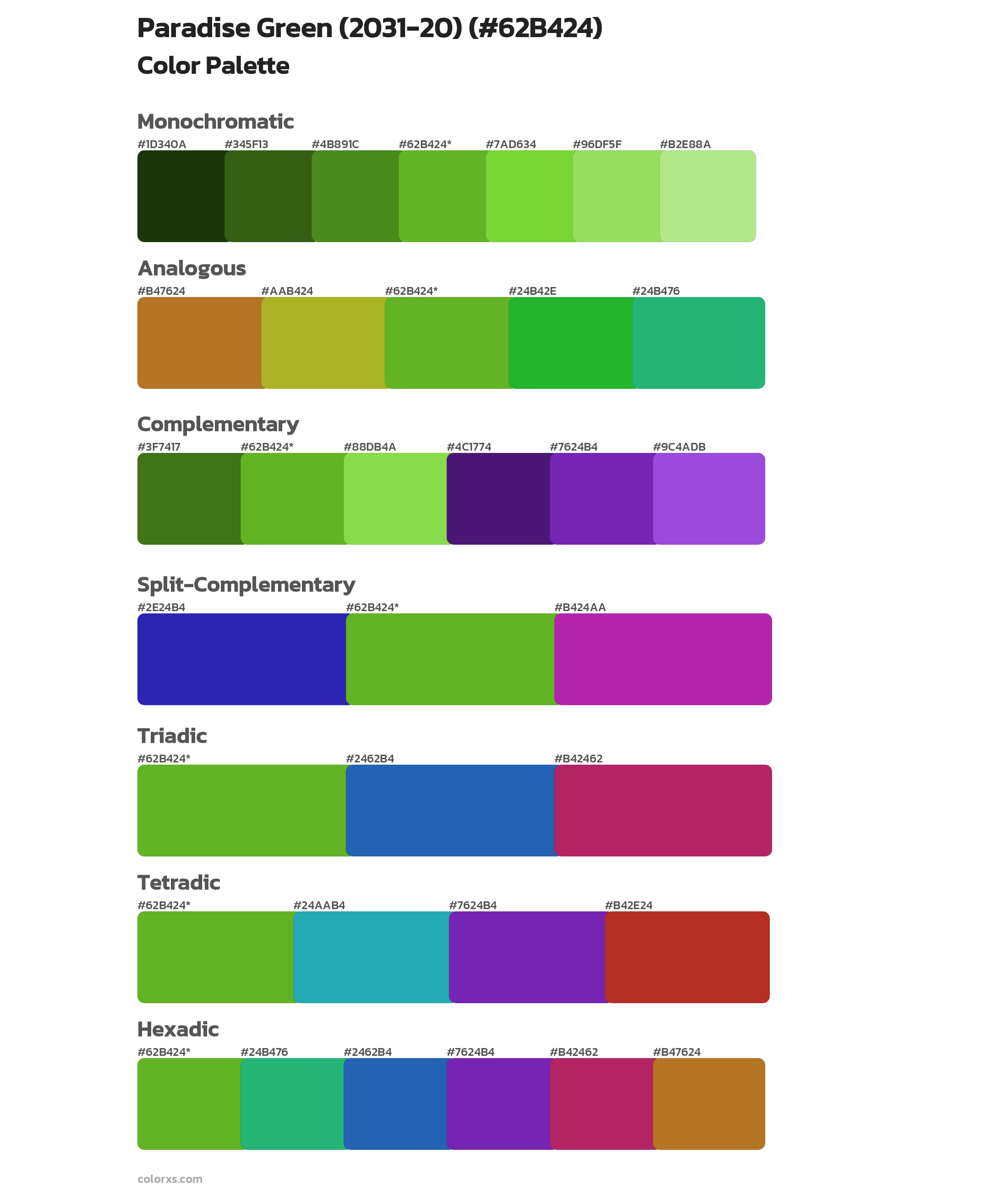 Paradise Green (2031-20) Color Scheme Palettes