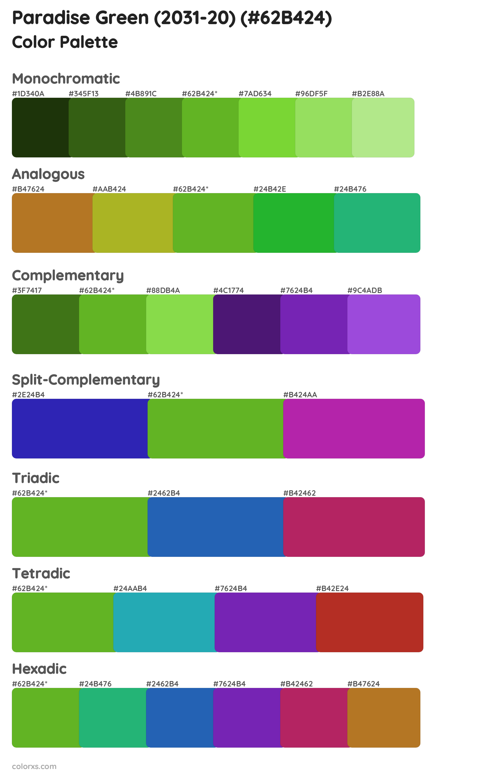 Paradise Green (2031-20) Color Scheme Palettes