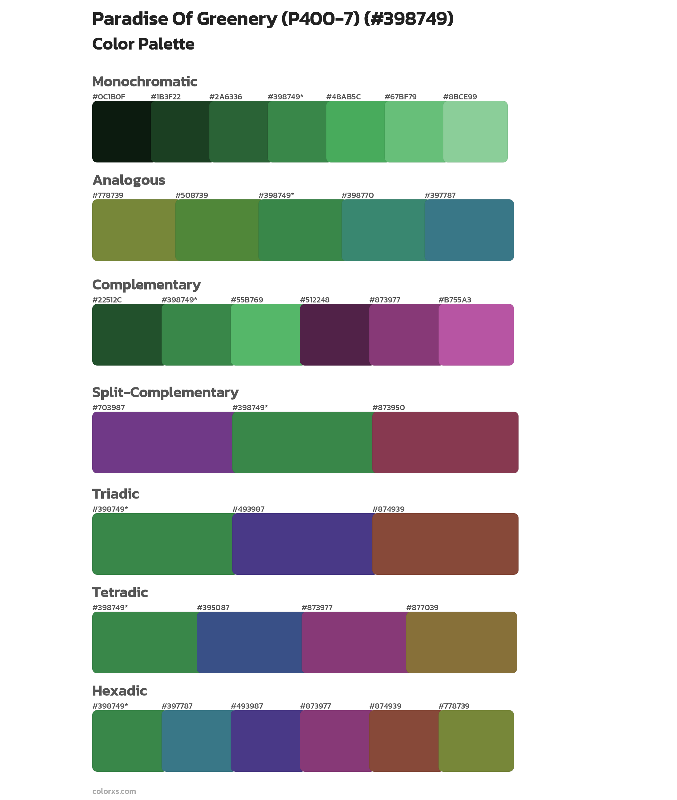 Paradise Of Greenery (P400-7) Color Scheme Palettes