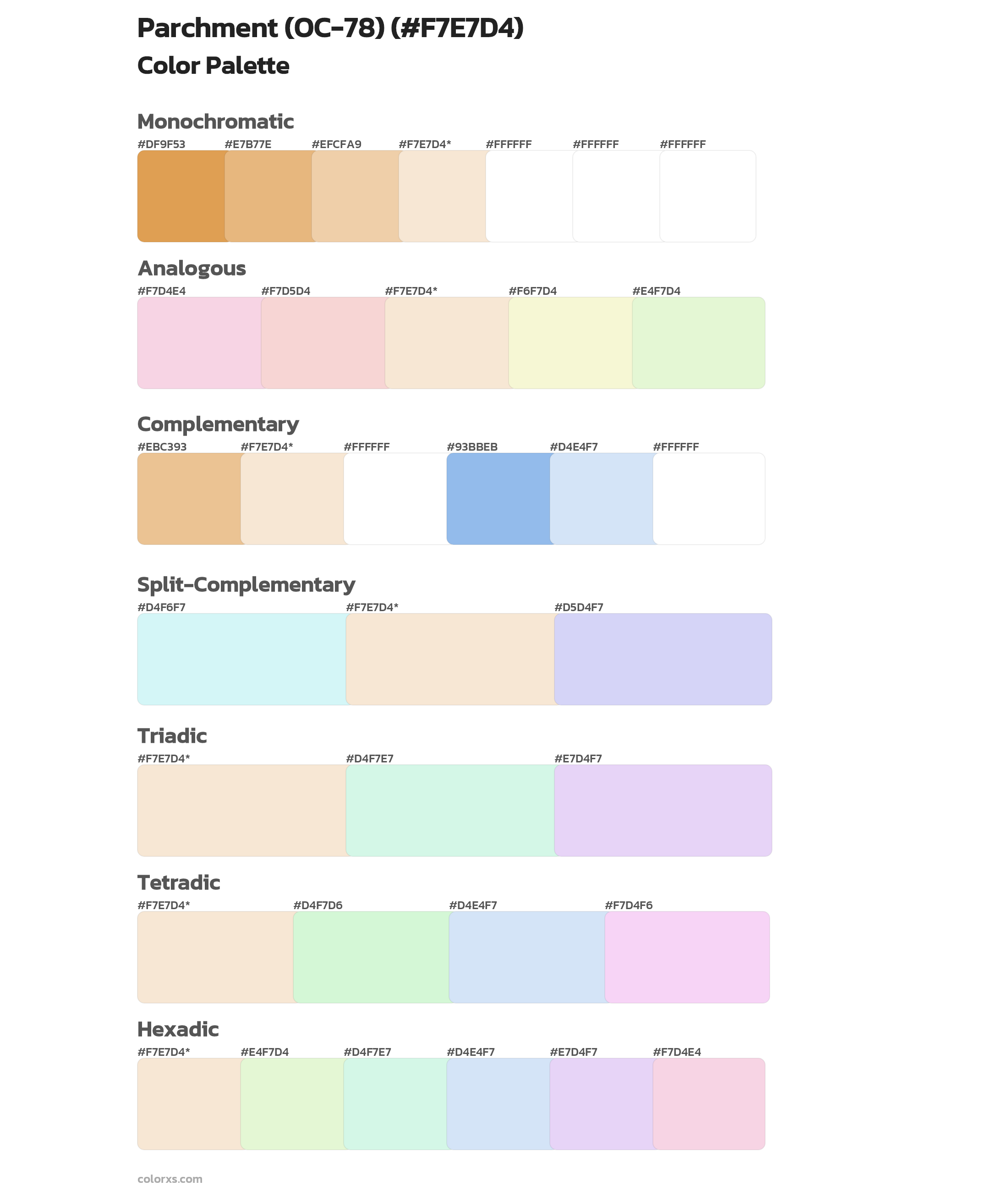 Parchment (OC-78) Color Scheme Palettes