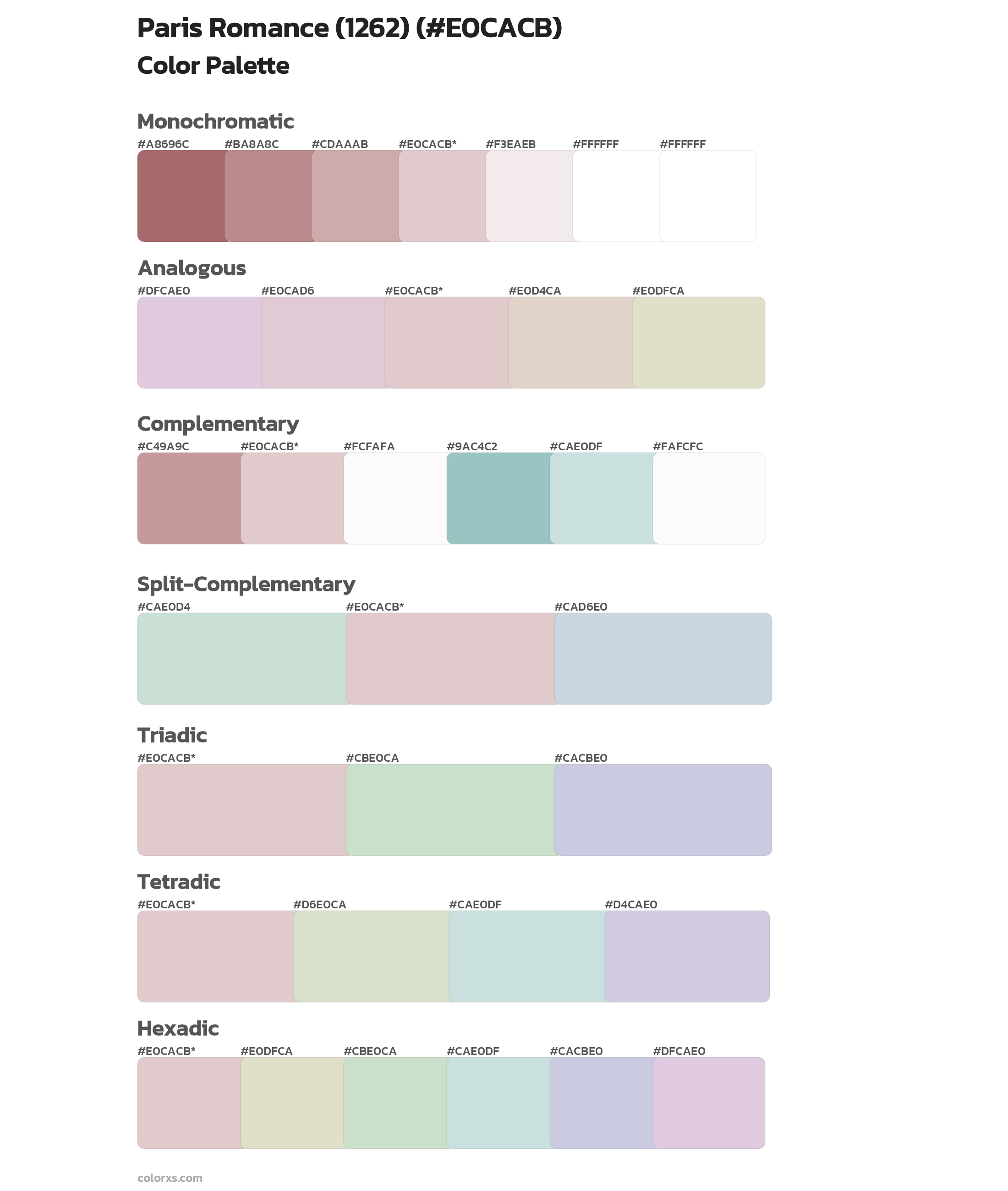 Paris Romance (1262) Color Scheme Palettes