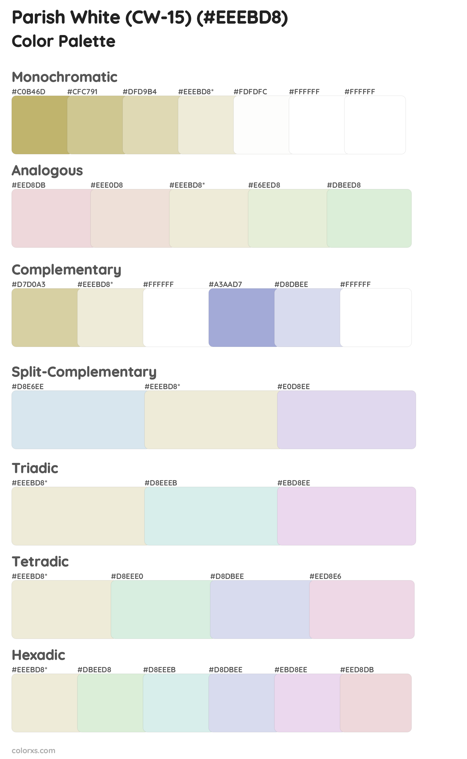 Parish White (CW-15) Color Scheme Palettes
