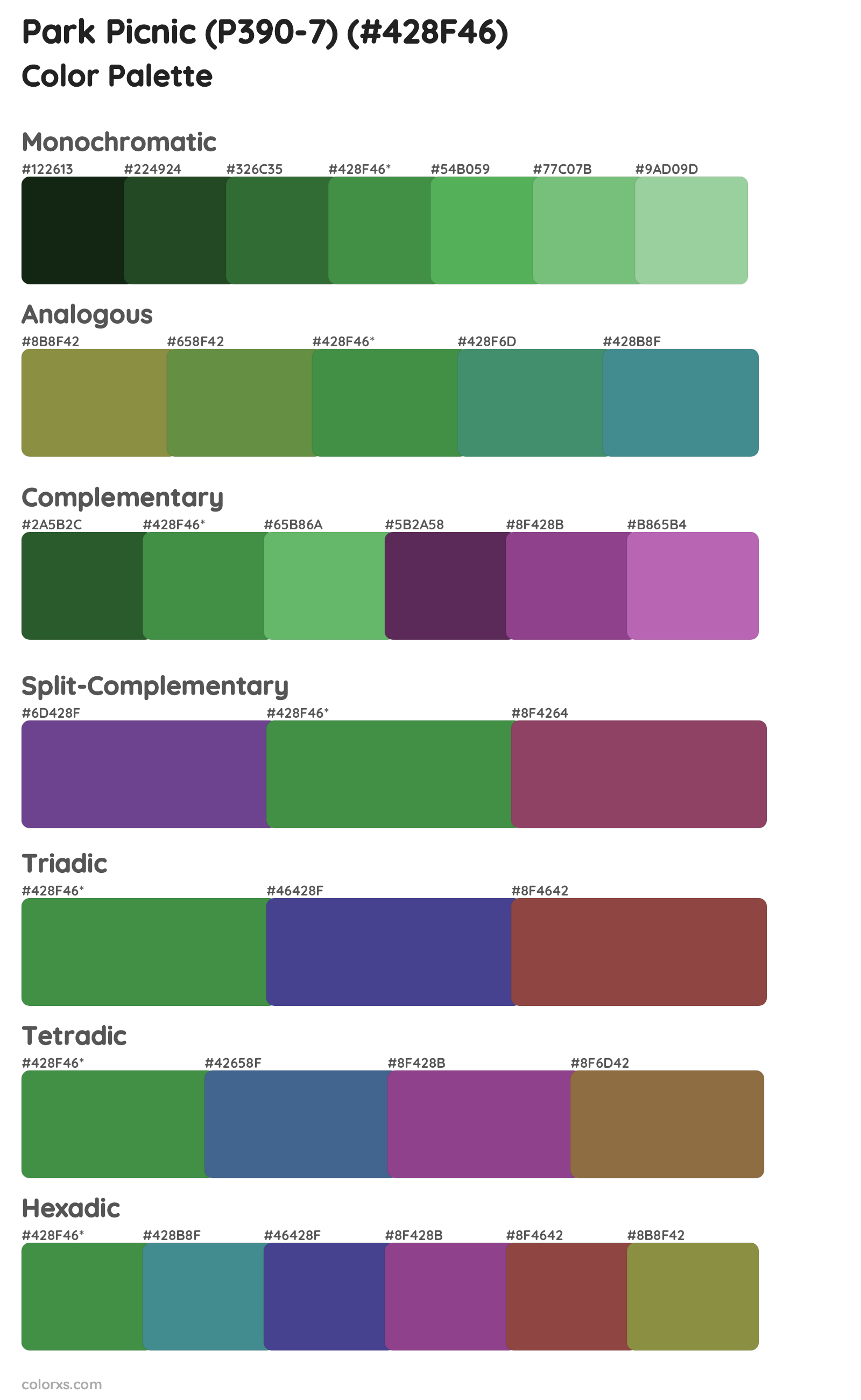 Park Picnic (P390-7) Color Scheme Palettes