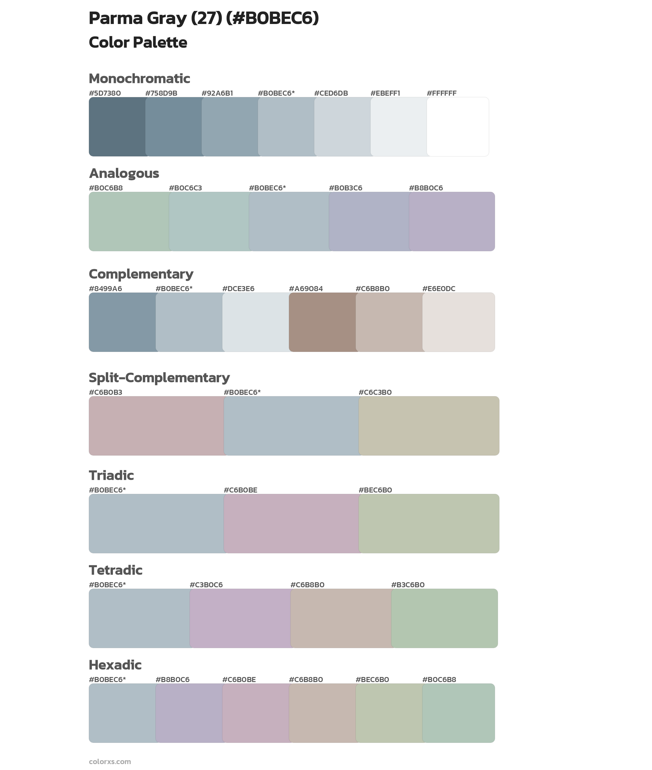 Parma Gray (27) Color Scheme Palettes