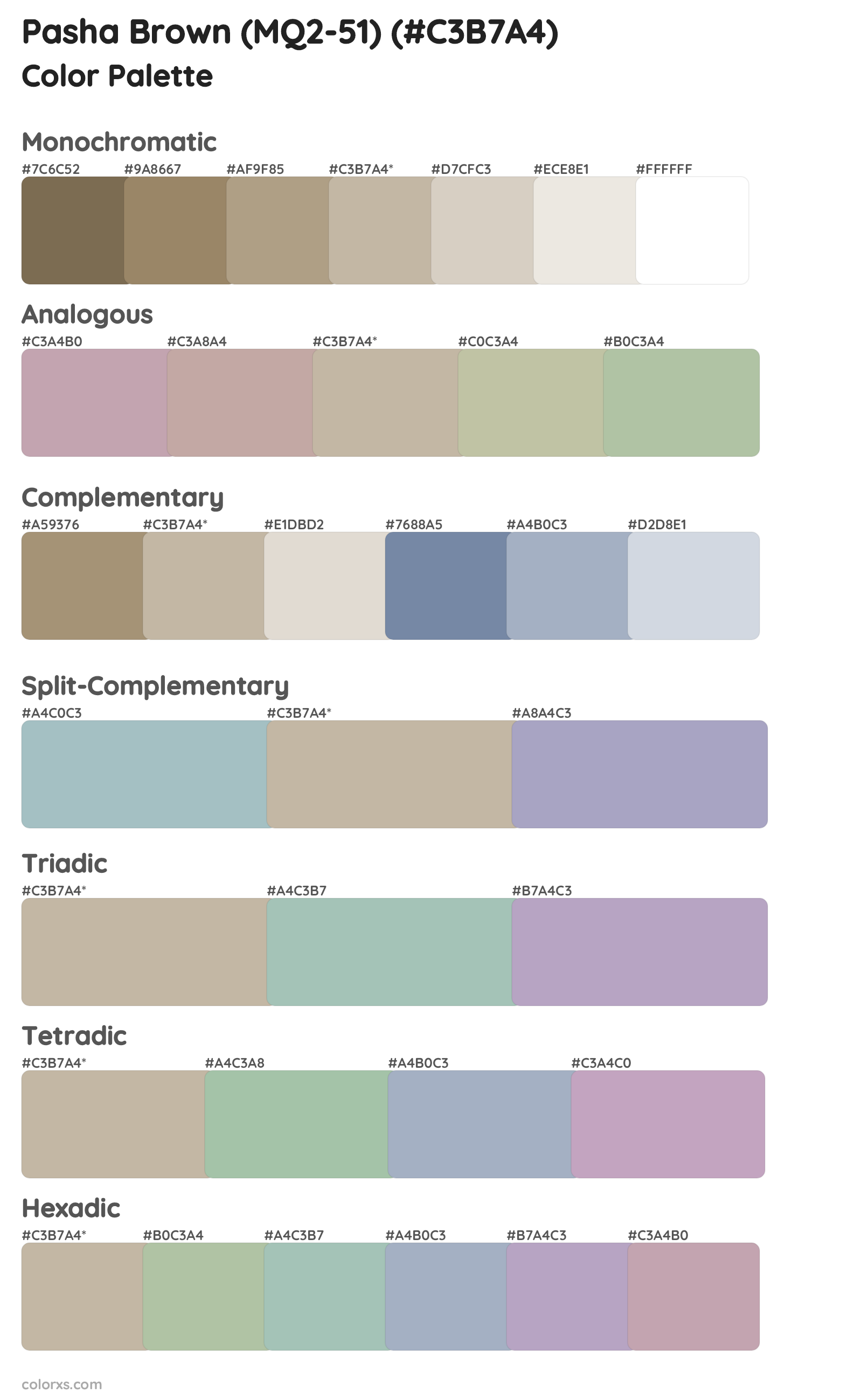 Pasha Brown (MQ2-51) Color Scheme Palettes