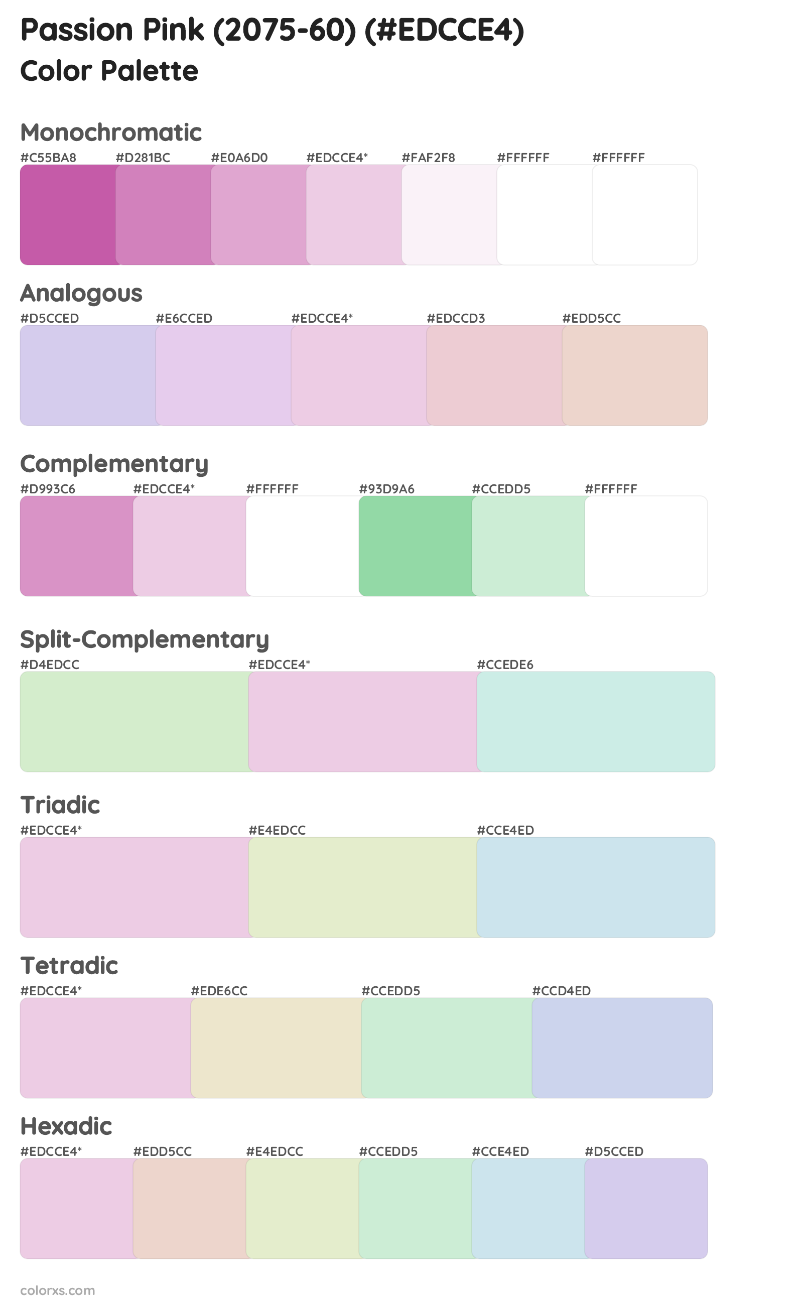 Passion Pink (2075-60) Color Scheme Palettes