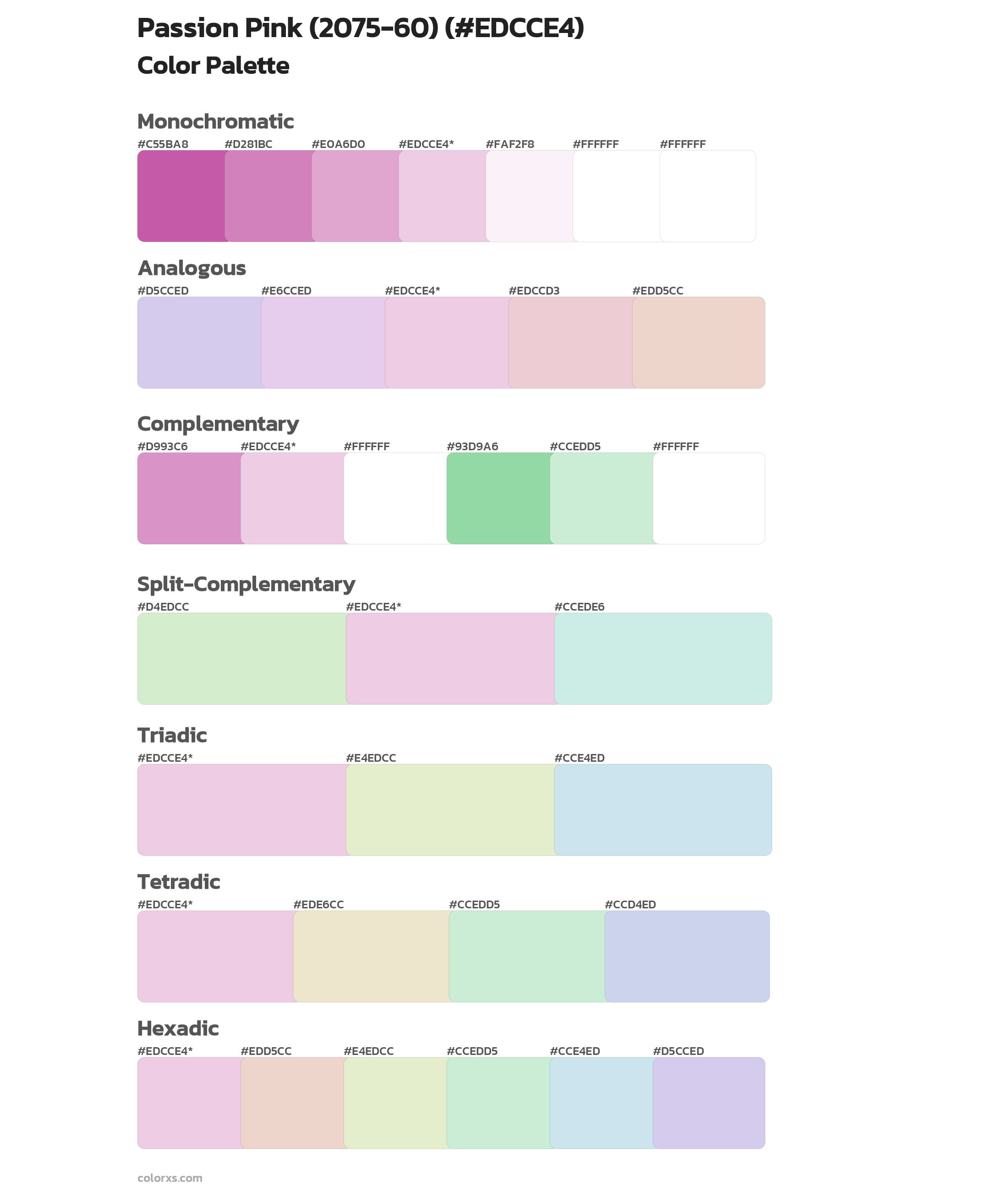 Passion Pink (2075-60) Color Scheme Palettes