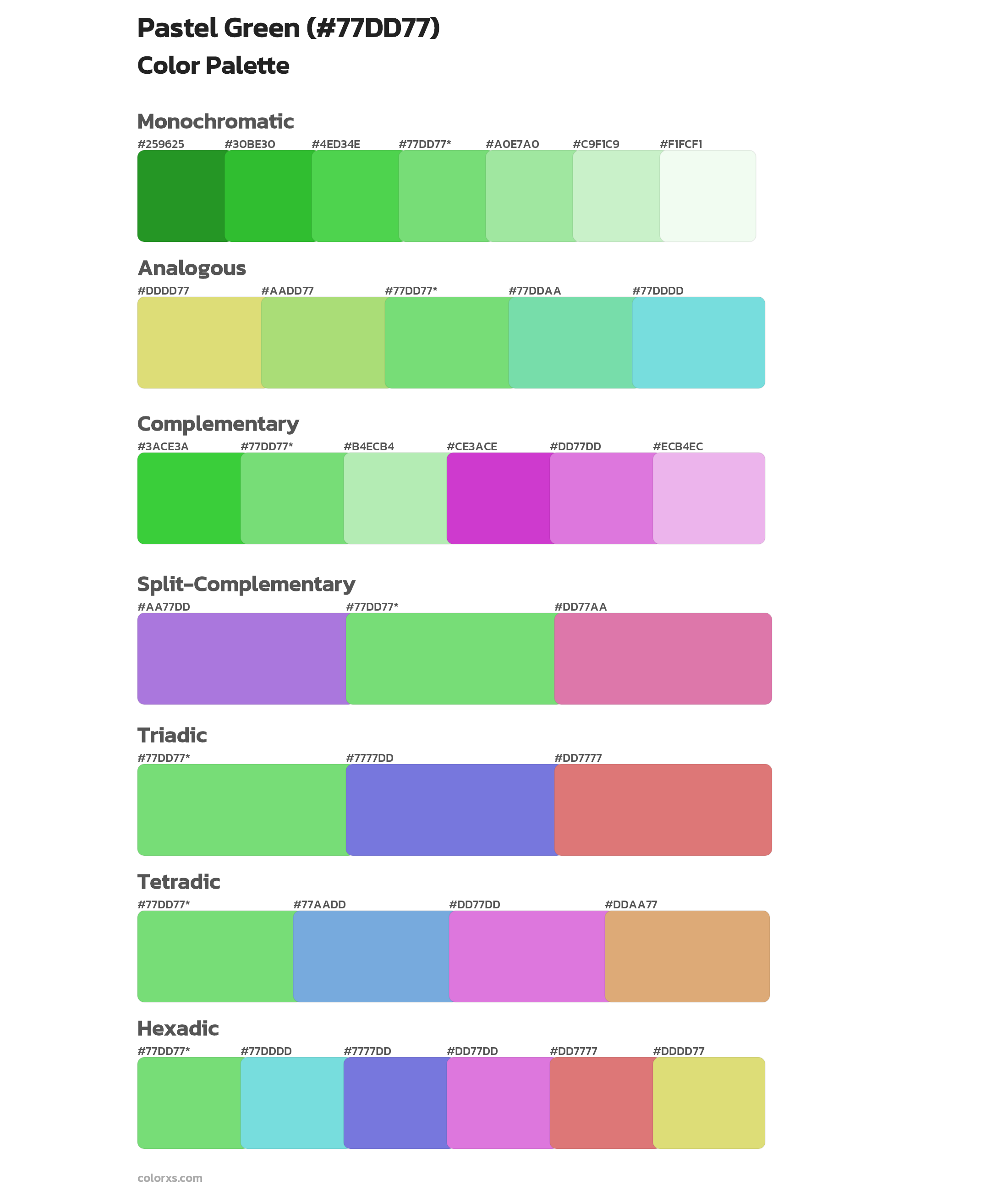 Pastel Green Color Scheme Palettes