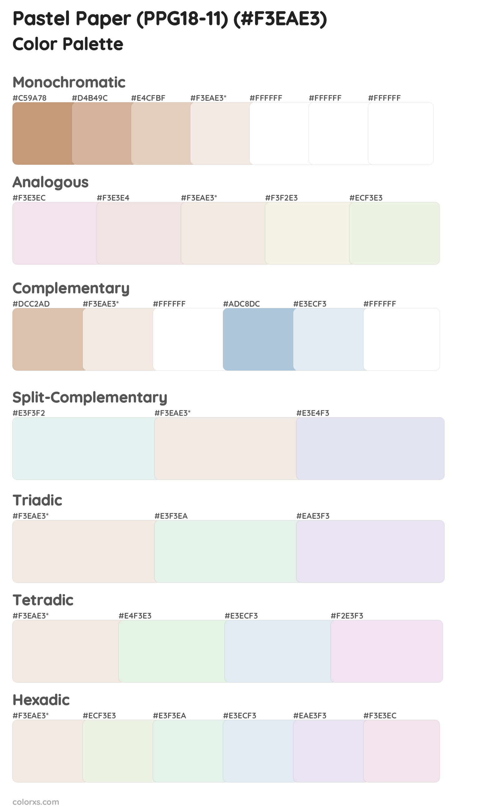 Pastel Paper (PPG18-11) Color Scheme Palettes