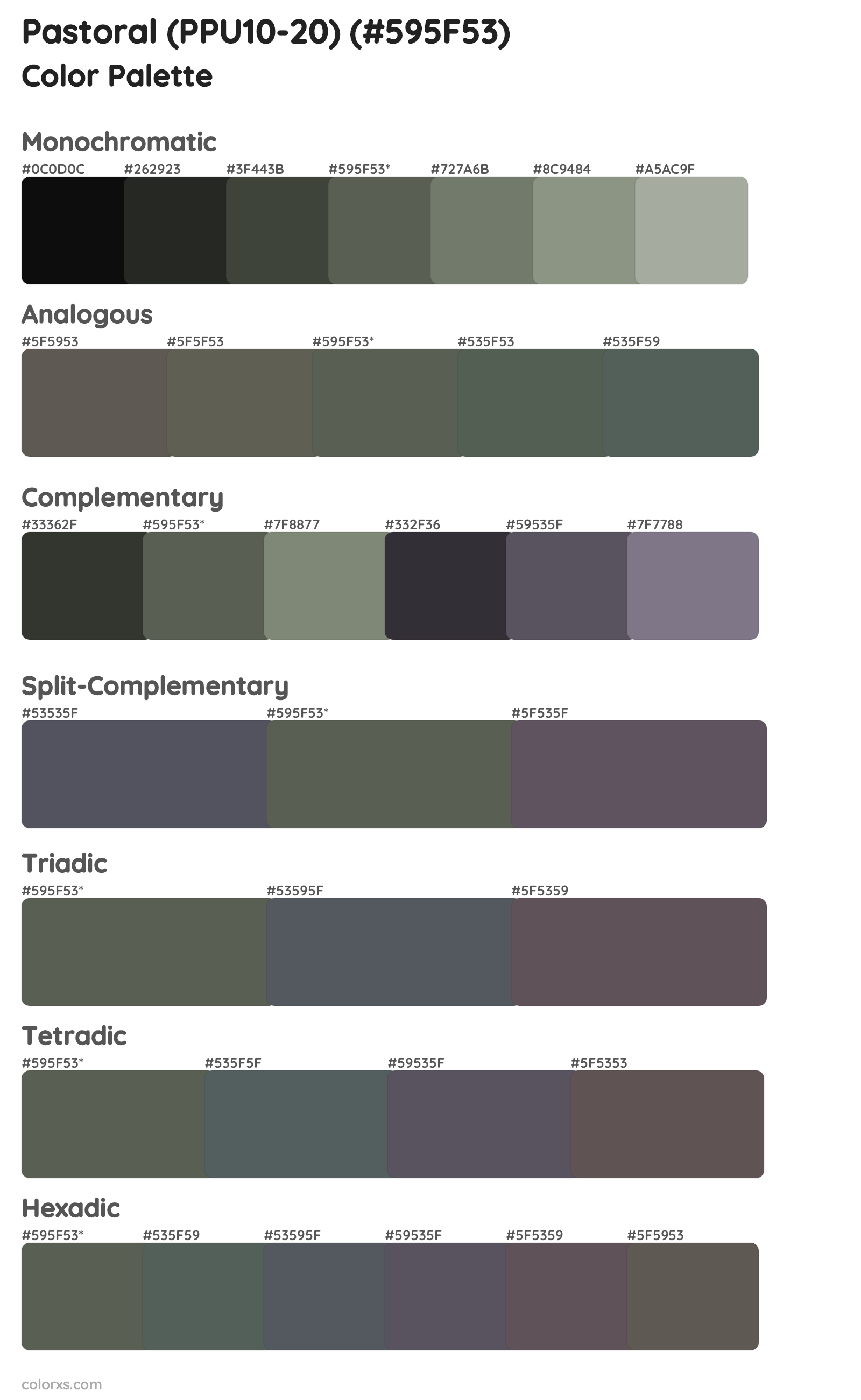 Pastoral (PPU10-20) Color Scheme Palettes