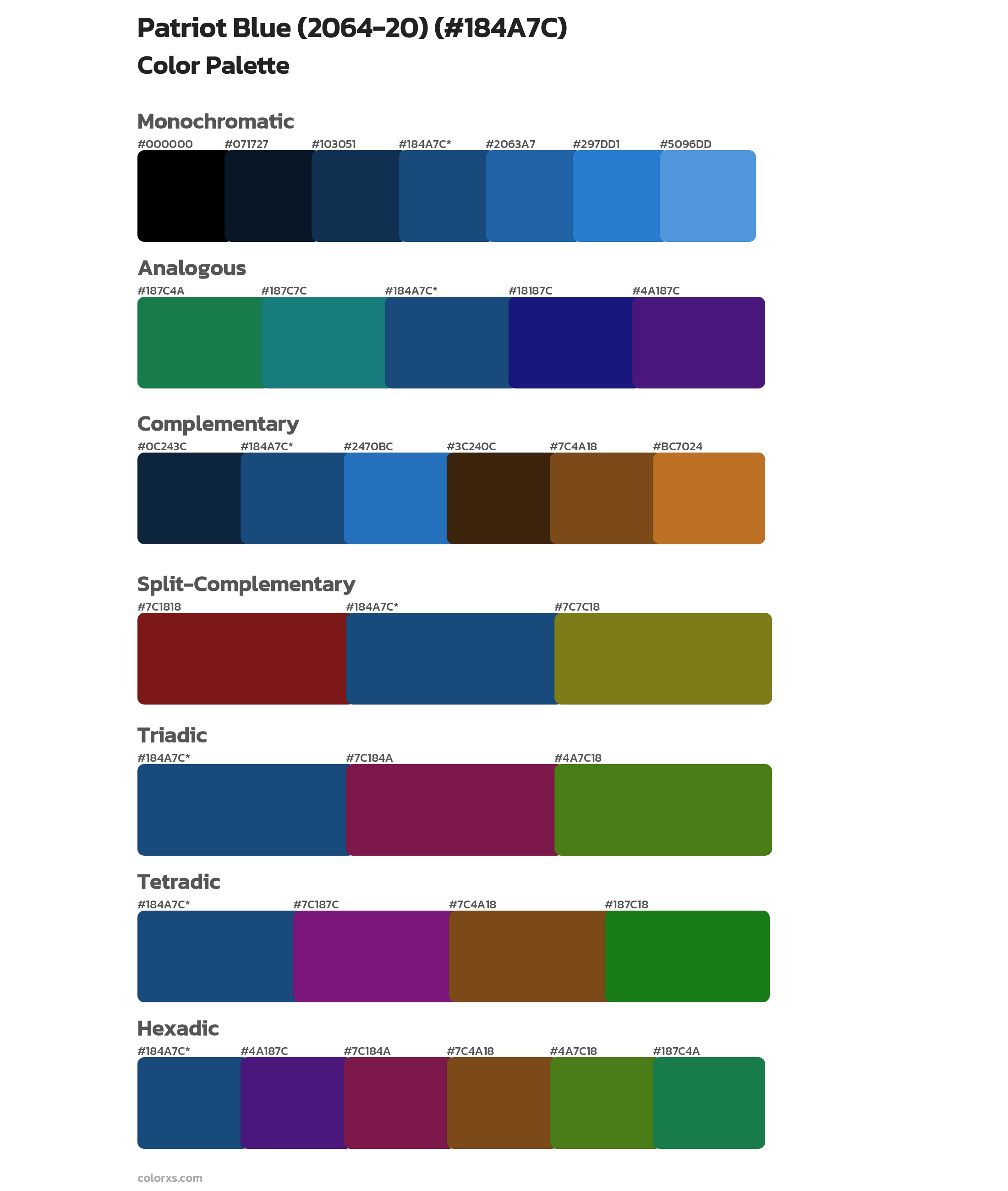 Patriot Blue (2064-20) Color Scheme Palettes