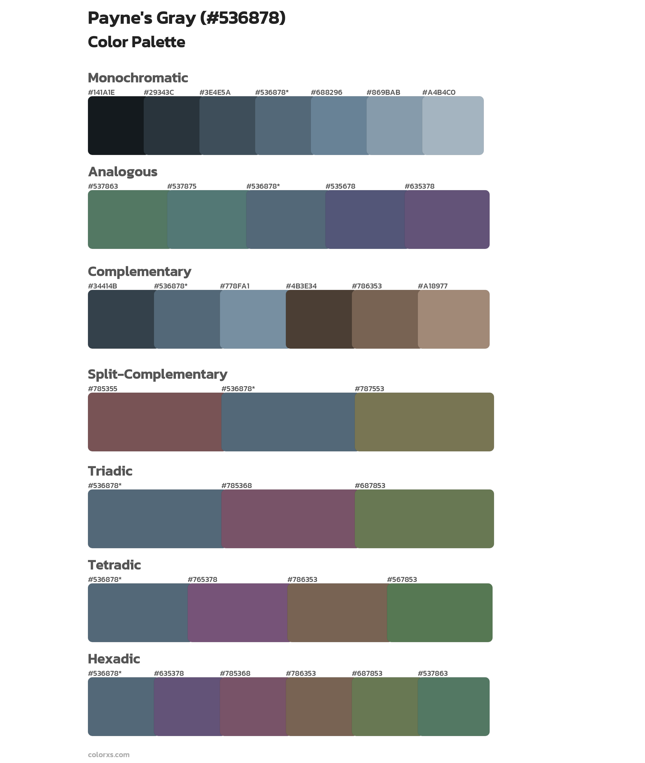 Payne's Gray Color Scheme Palettes