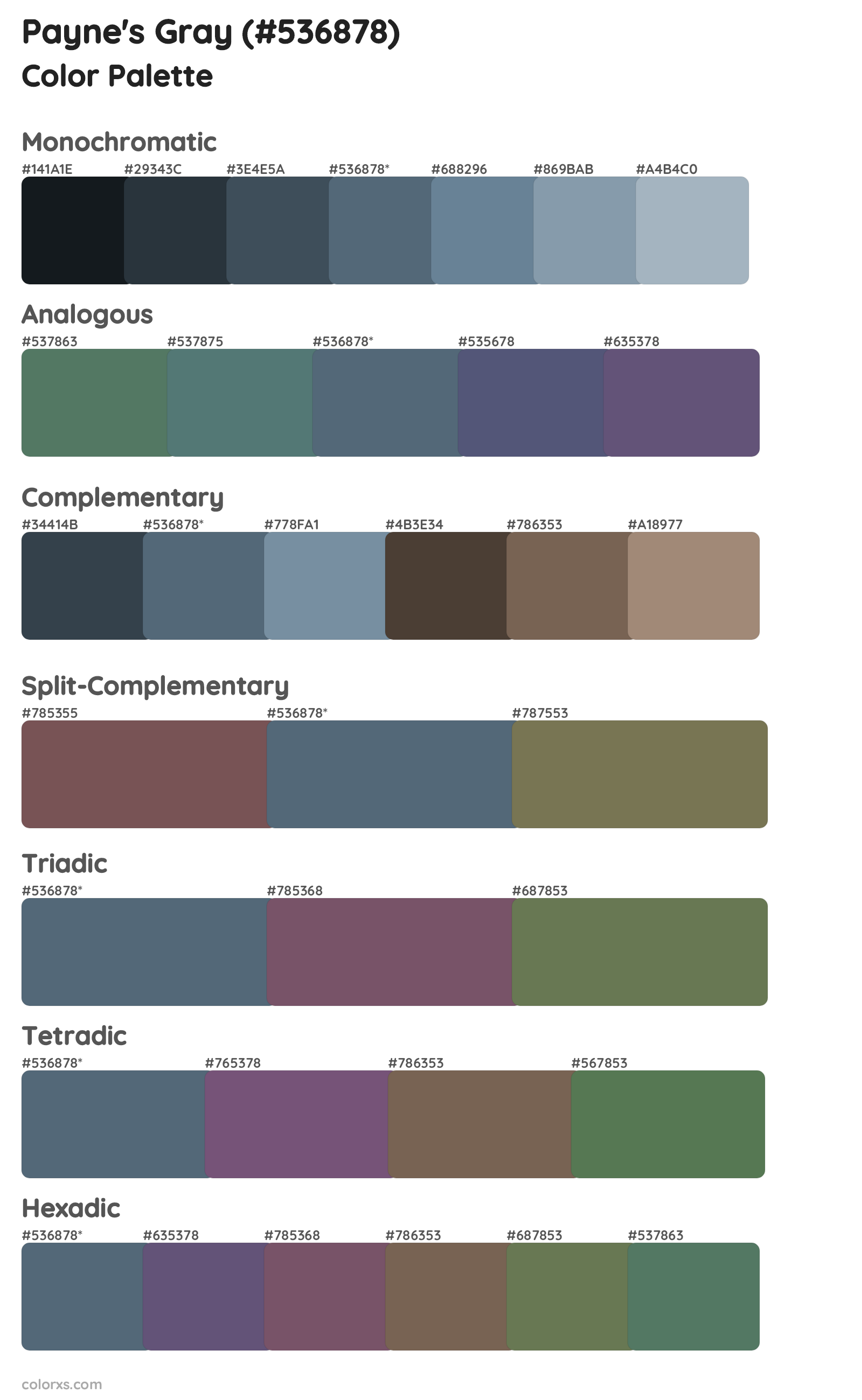 Payne's Gray Color Scheme Palettes