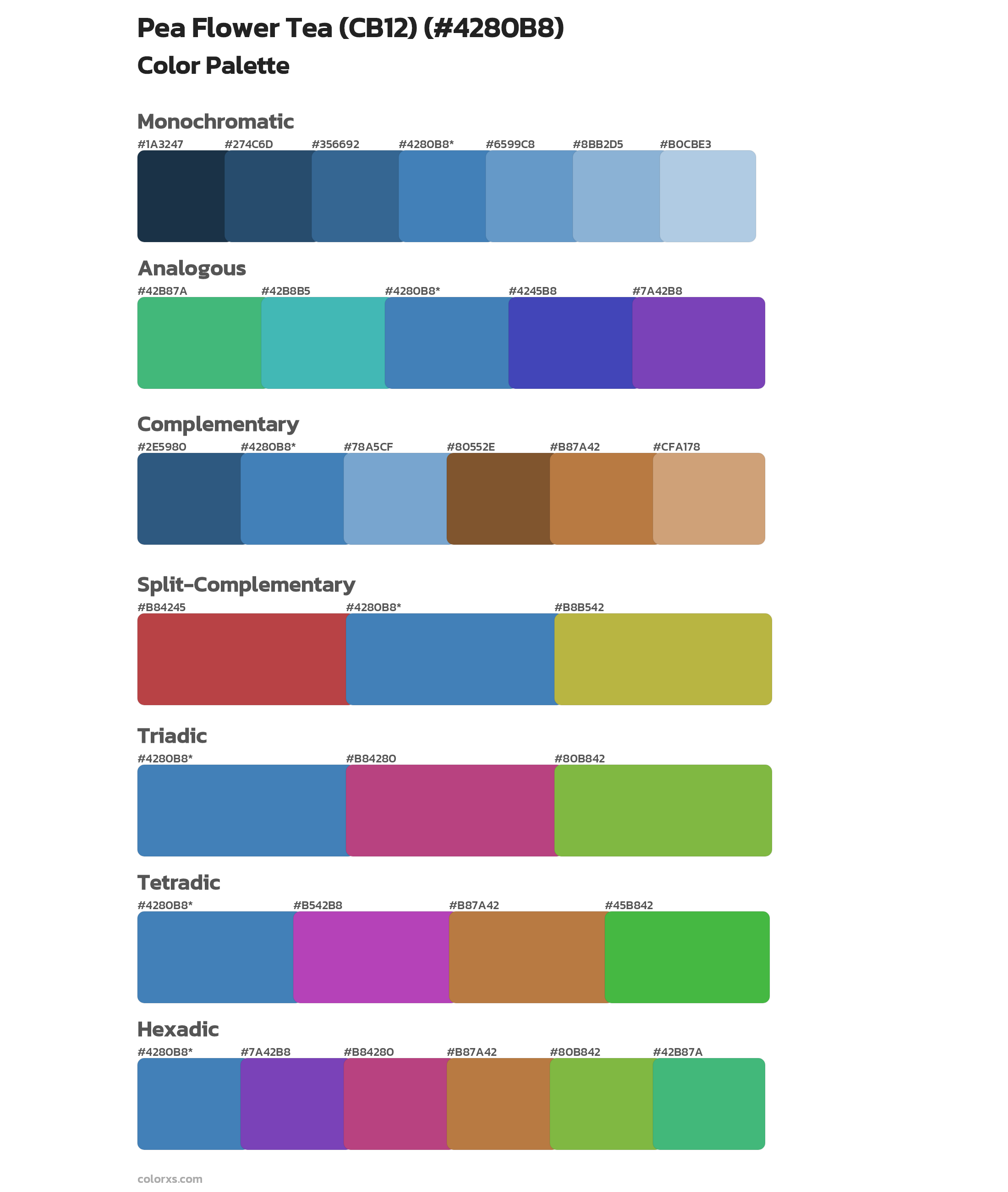Pea Flower Tea (CB12) Color Scheme Palettes