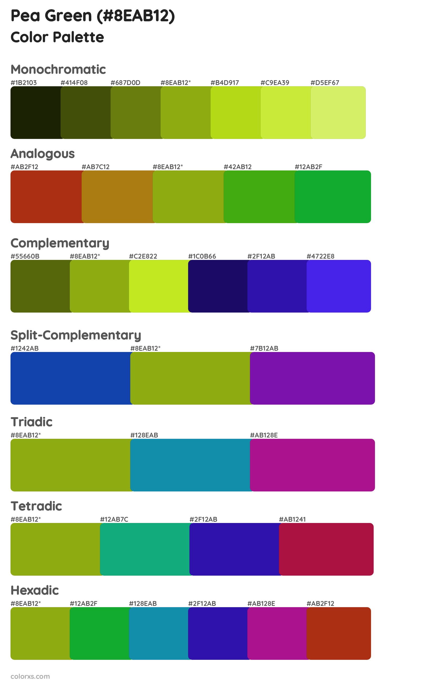 Pea Green Color Scheme Palettes