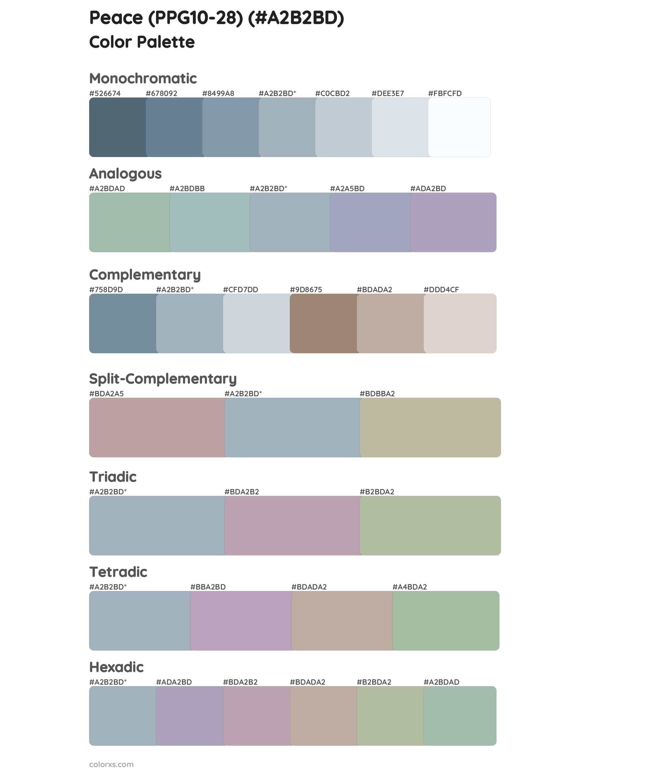 Peace (PPG10-28) Color Scheme Palettes