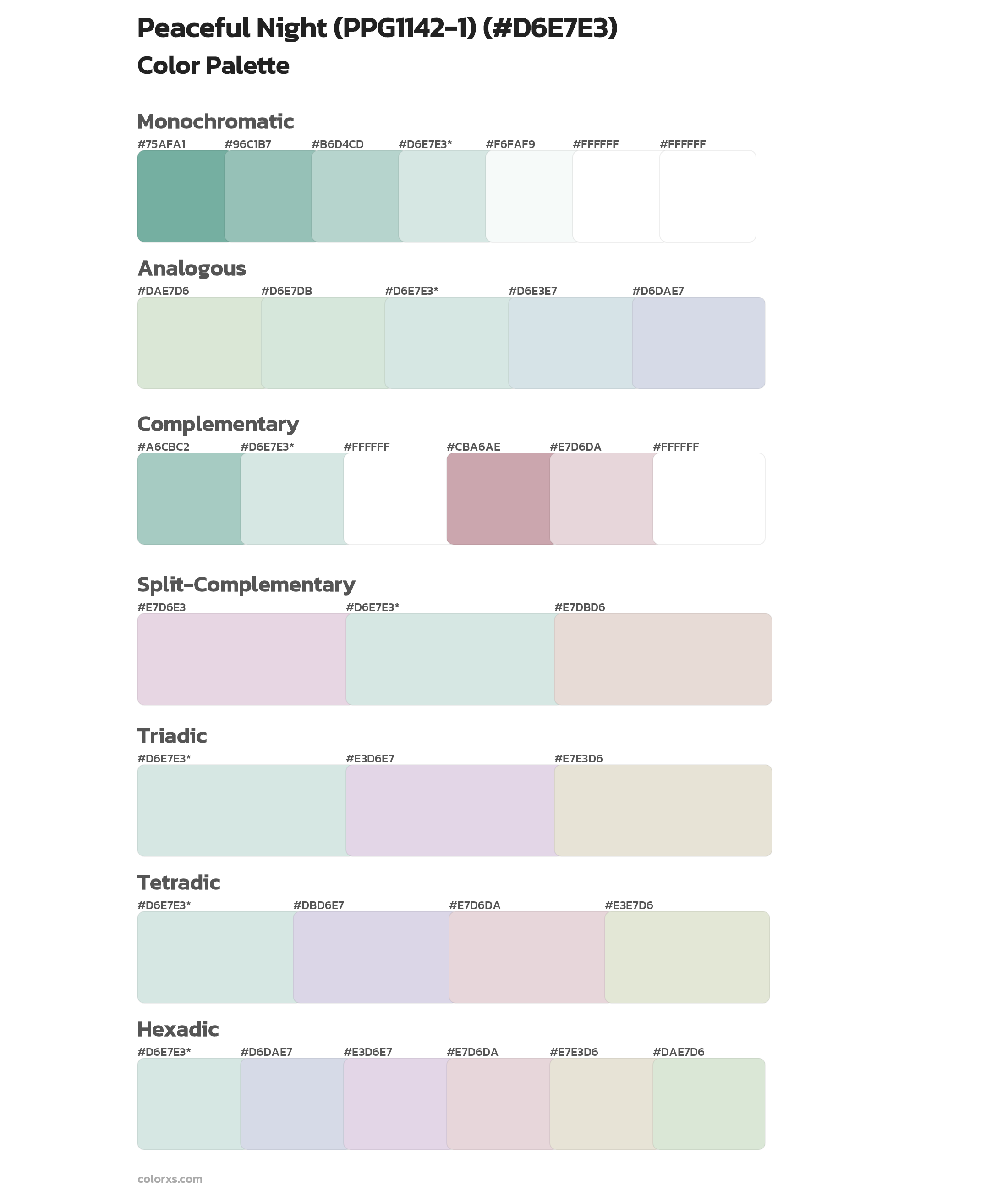 Peaceful Night (PPG1142-1) Color Scheme Palettes
