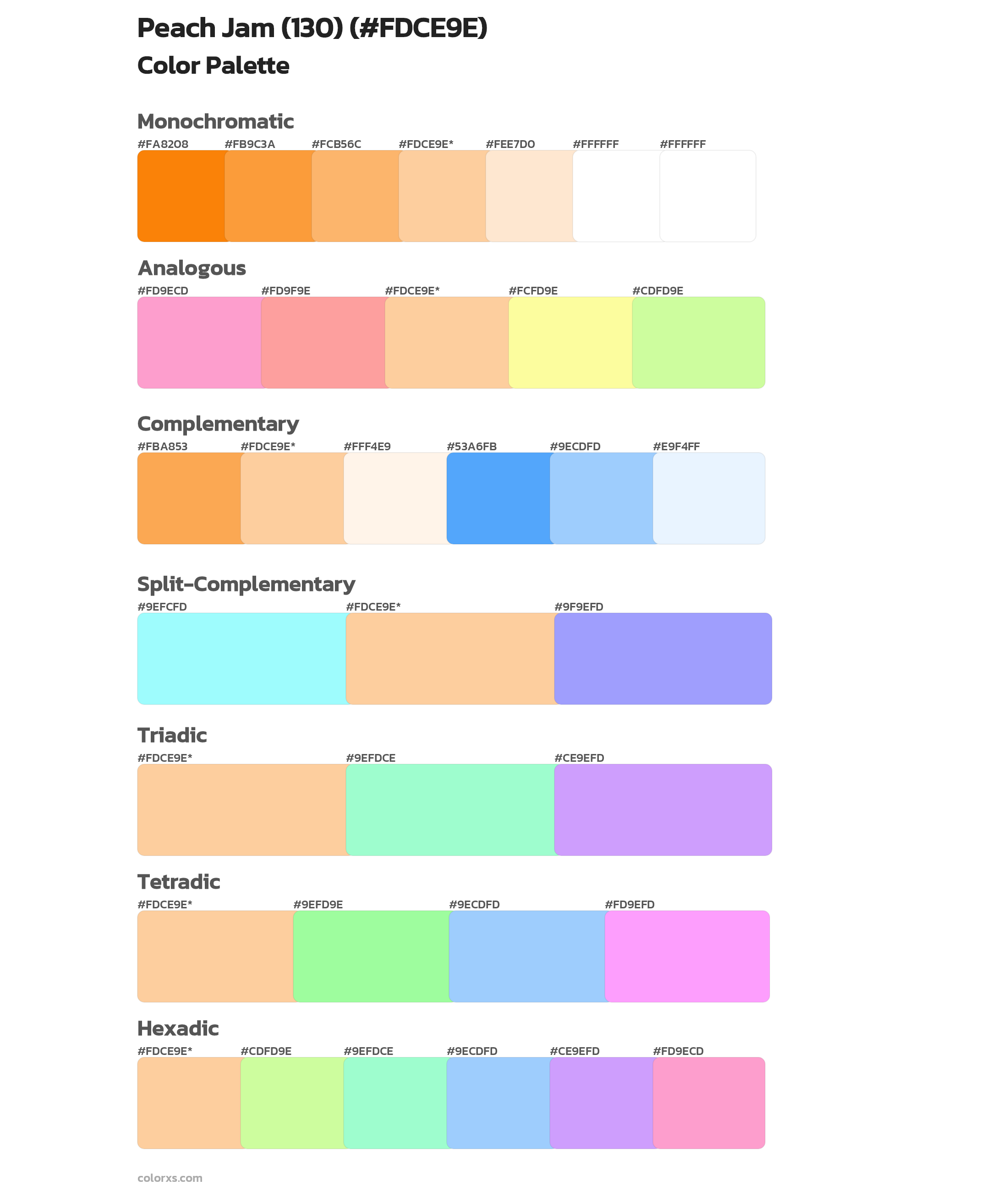 Peach Jam (130) Color Scheme Palettes