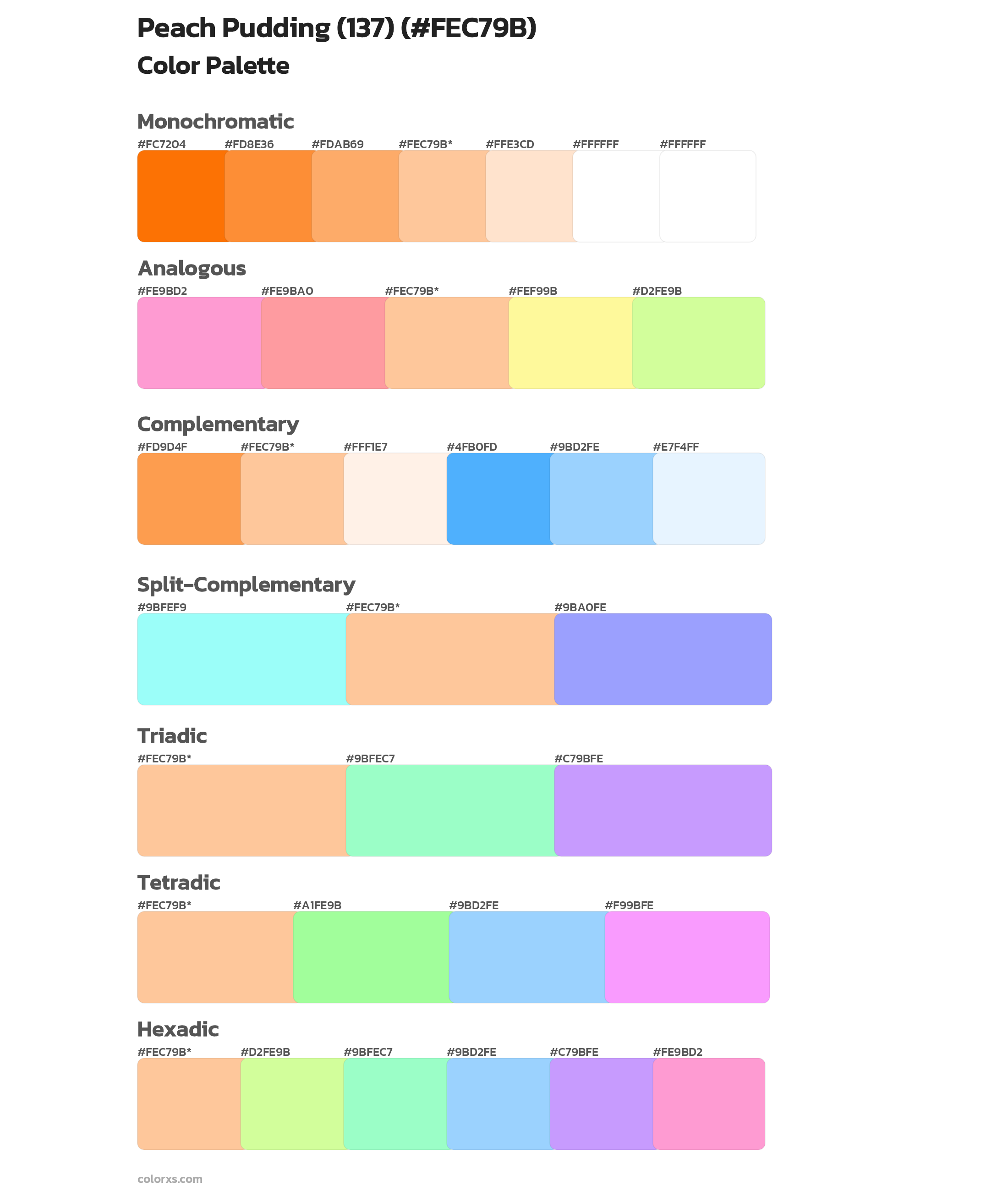 Peach Pudding (137) Color Scheme Palettes