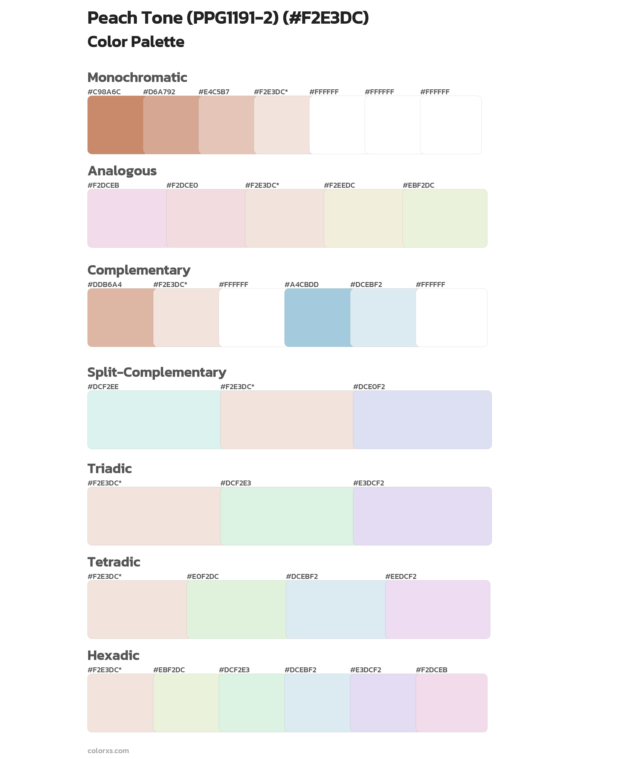 Peach Tone (PPG1191-2) Color Scheme Palettes