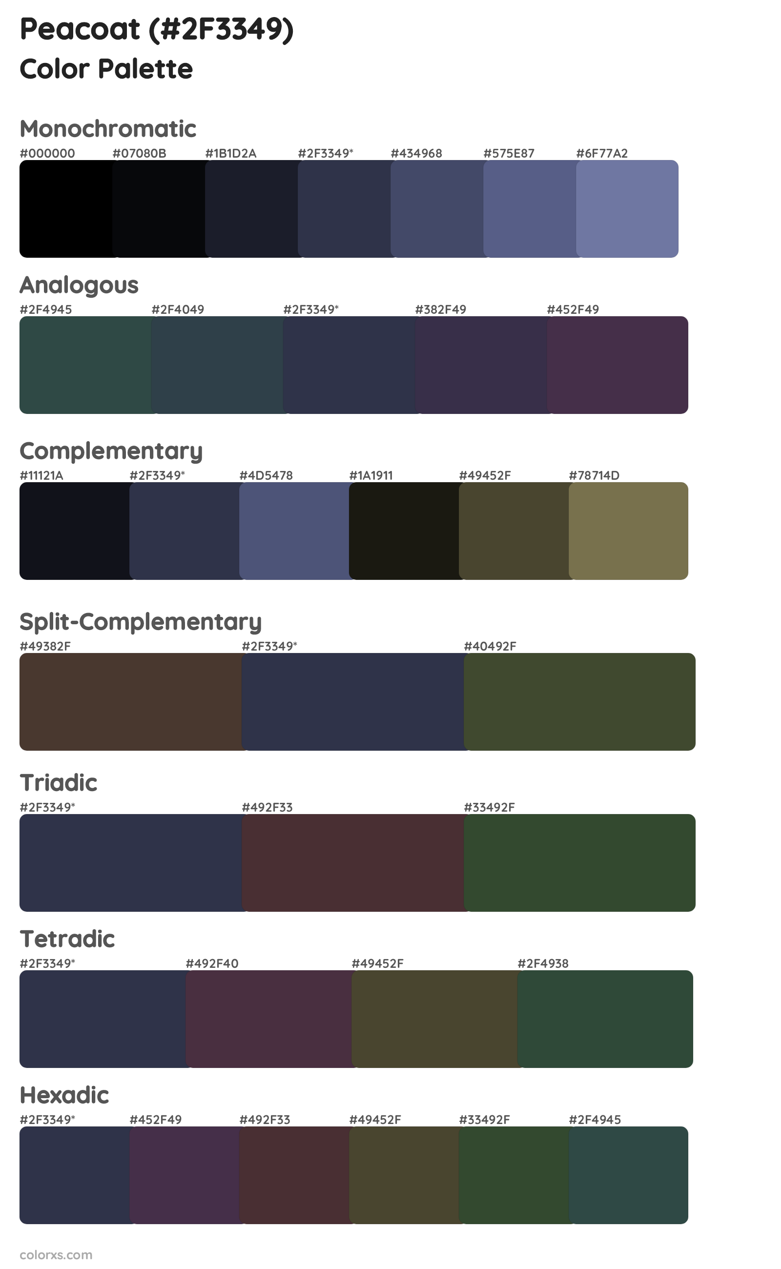 Peacoat Color Scheme Palettes