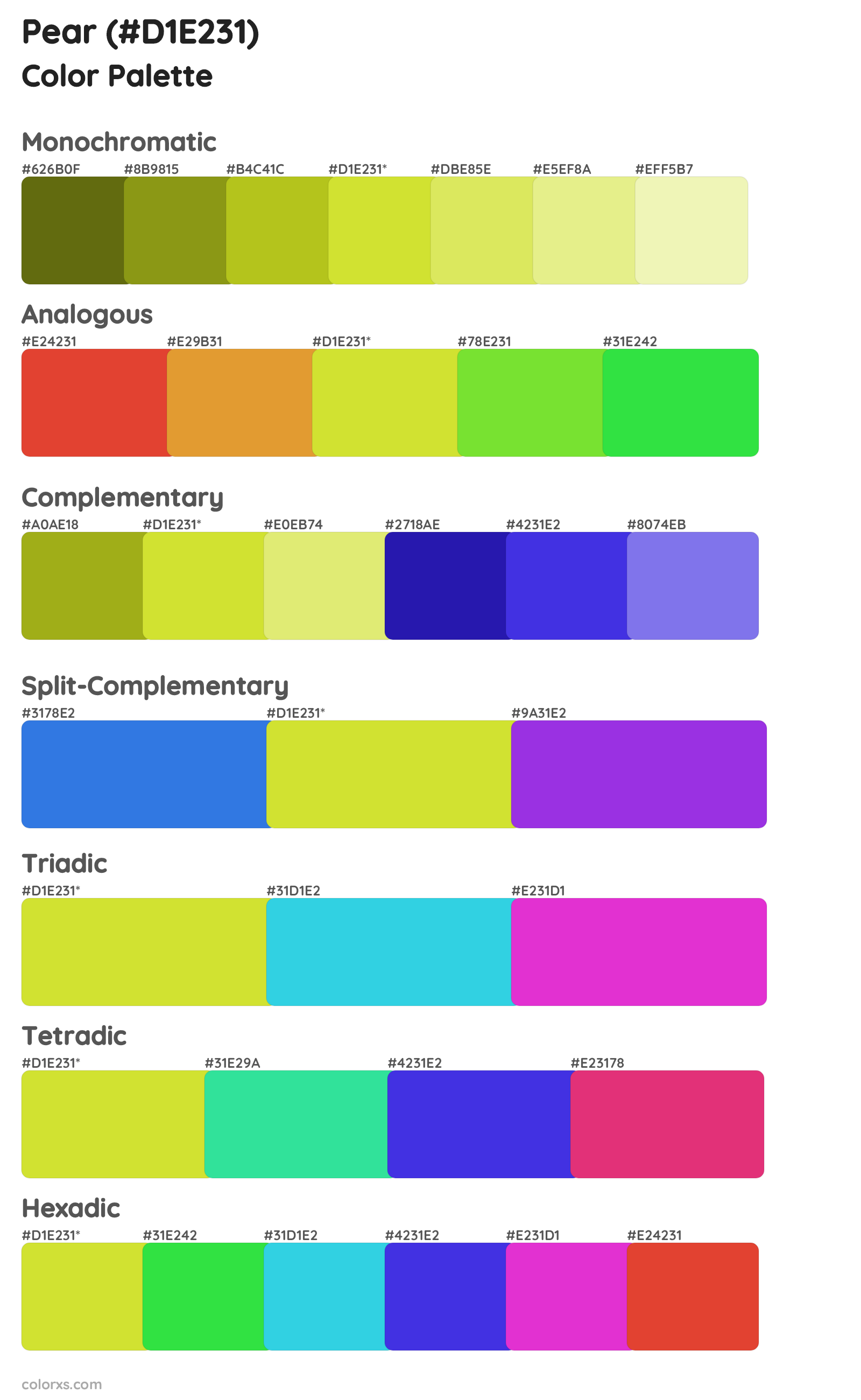 Pear Color Scheme Palettes