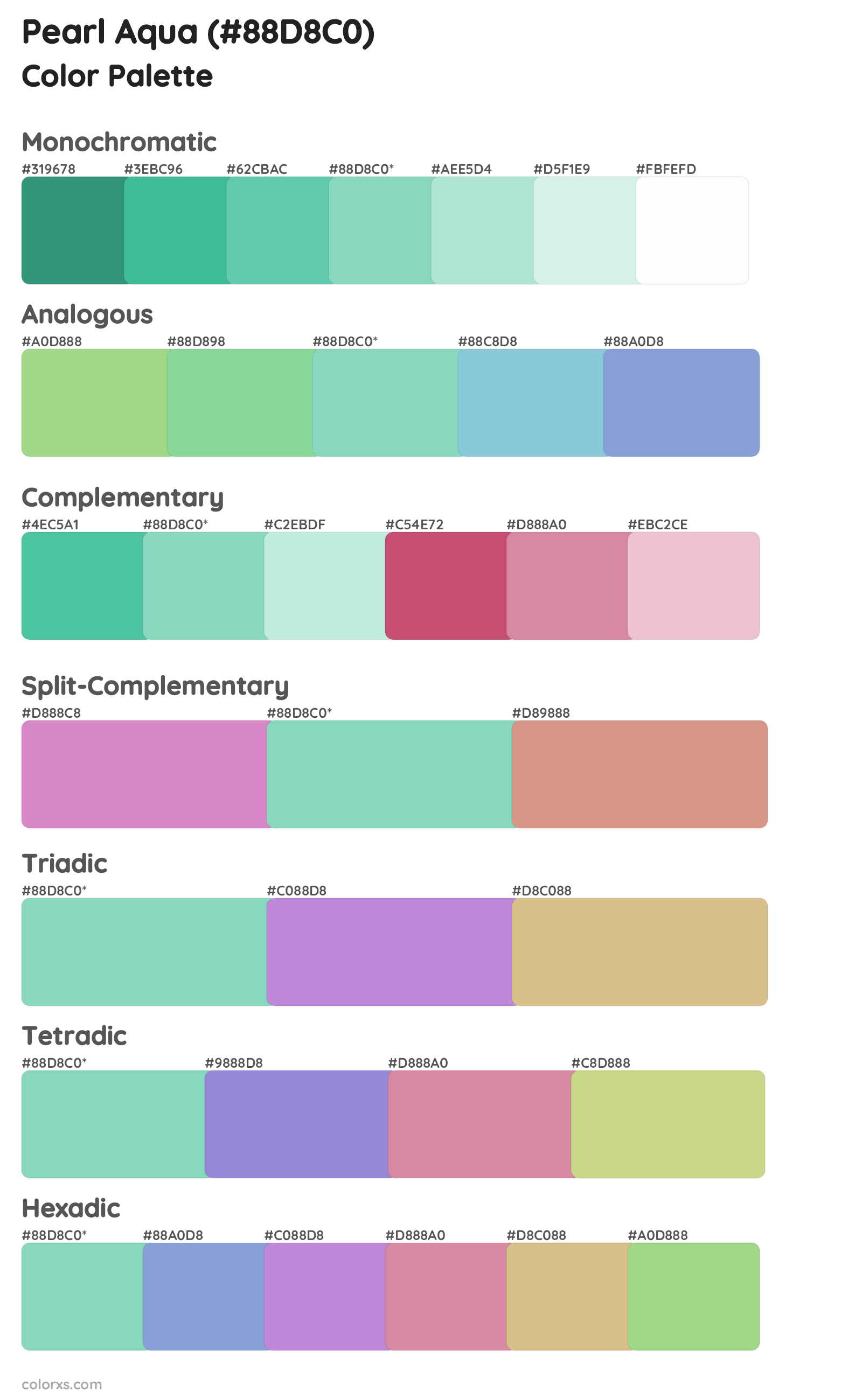 Pearl Aqua Color Scheme Palettes