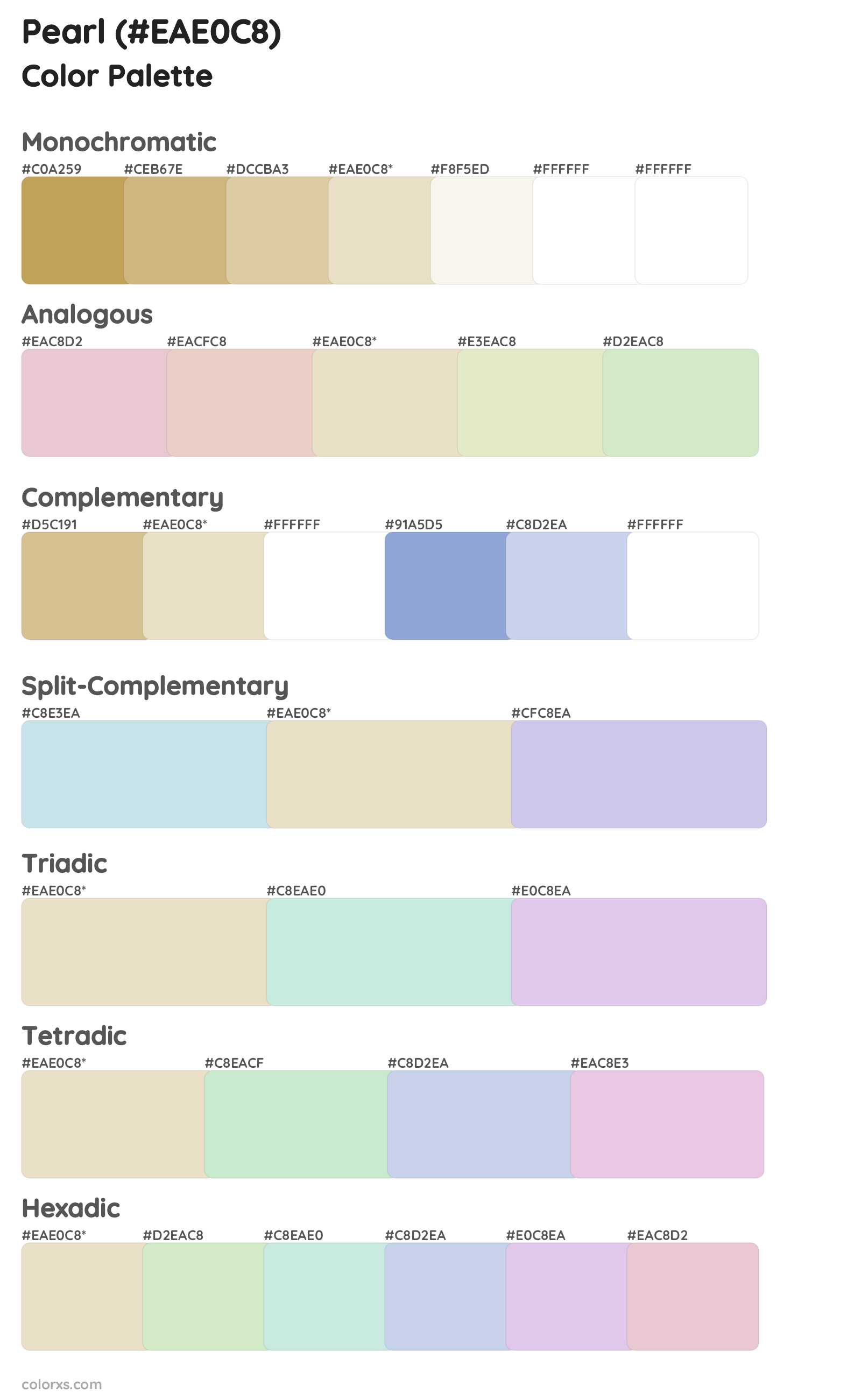 Pearl Color Scheme Palettes