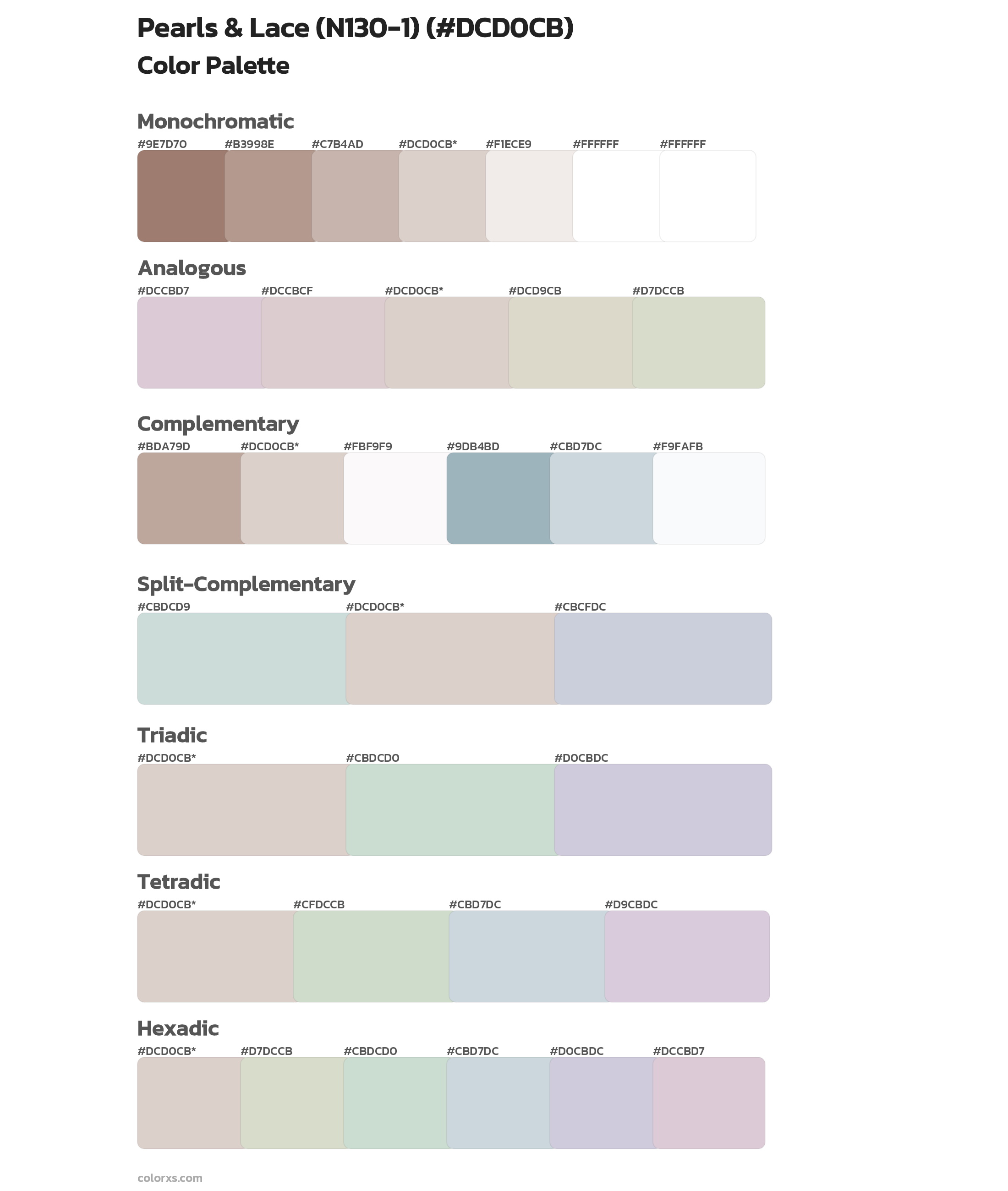 Pearls & Lace (N130-1) Color Scheme Palettes