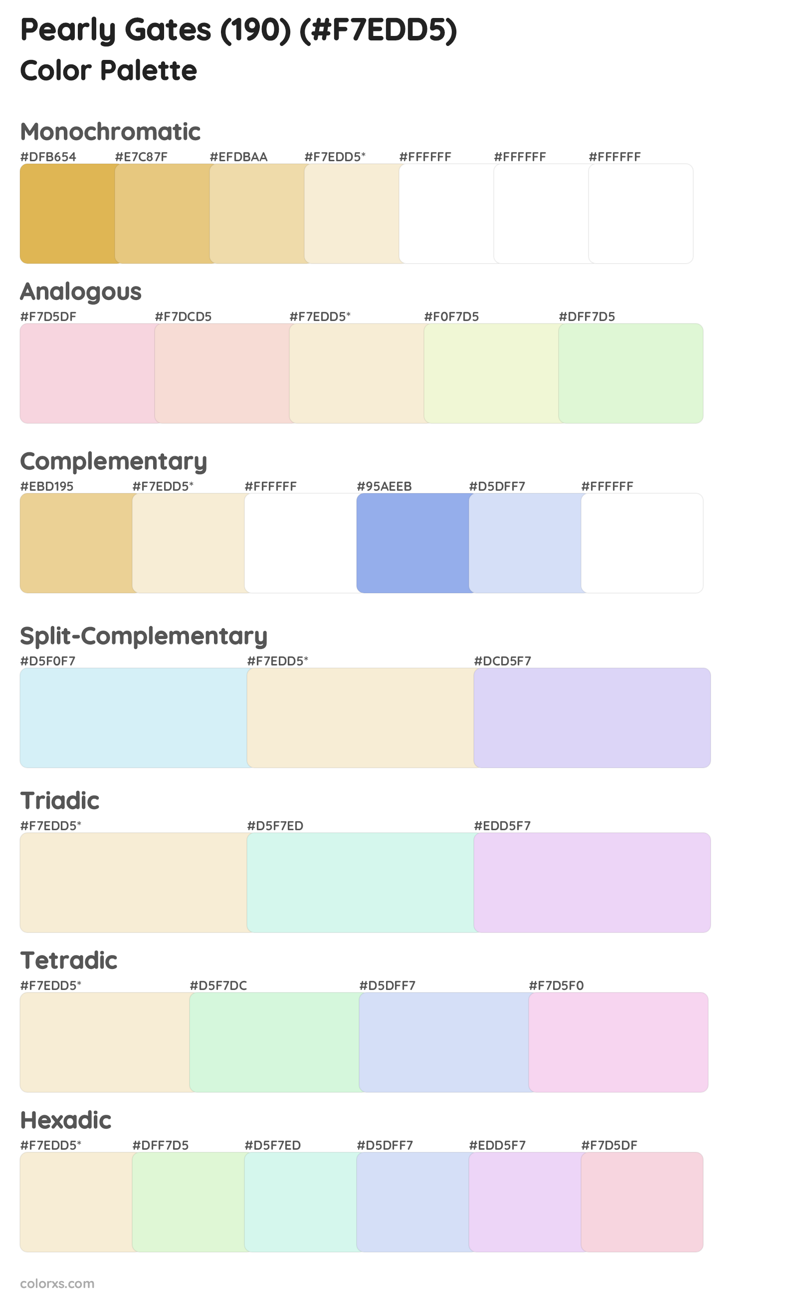 Pearly Gates (190) Color Scheme Palettes