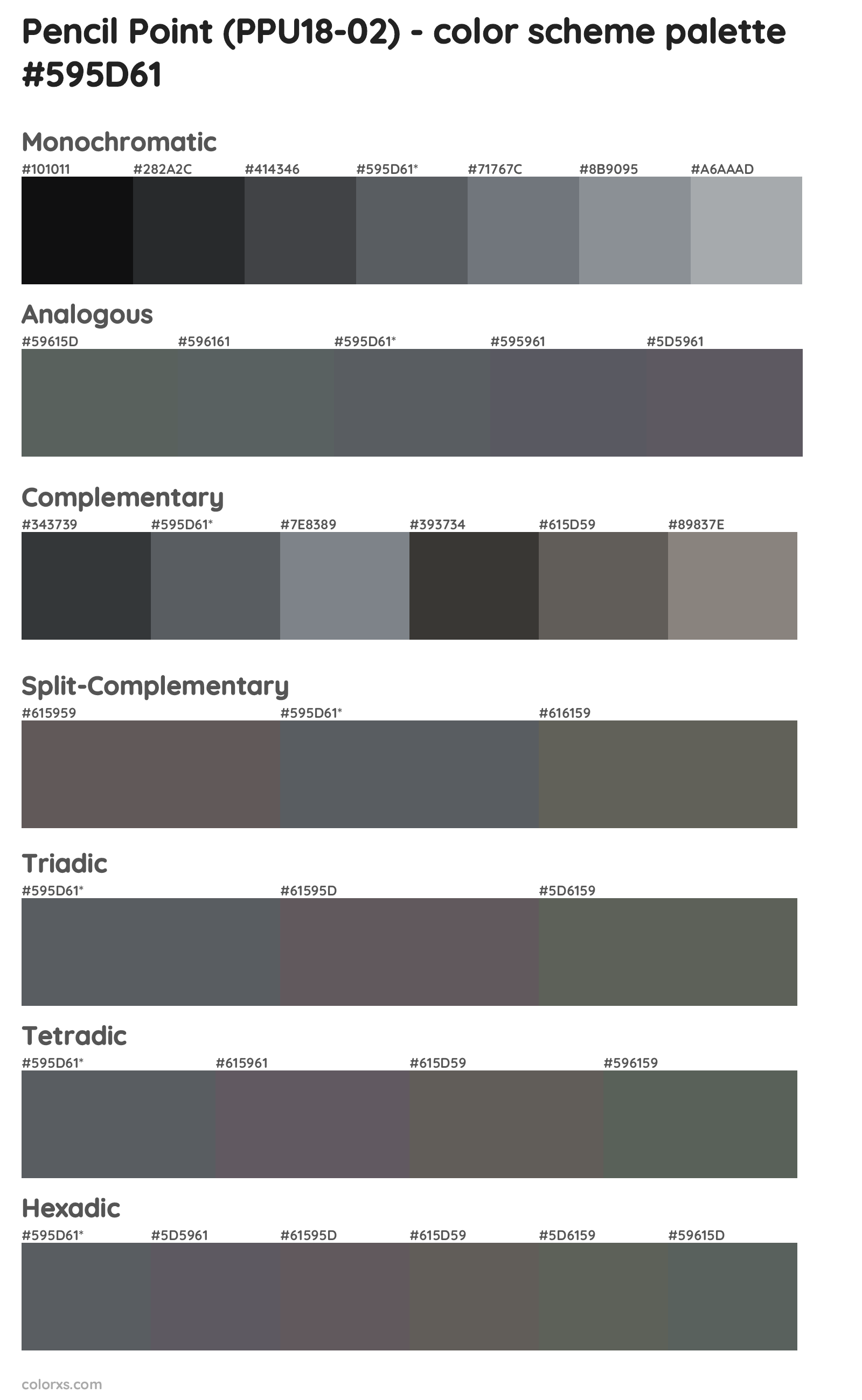 Pencil Point (PPU18-02) Color Scheme Palettes