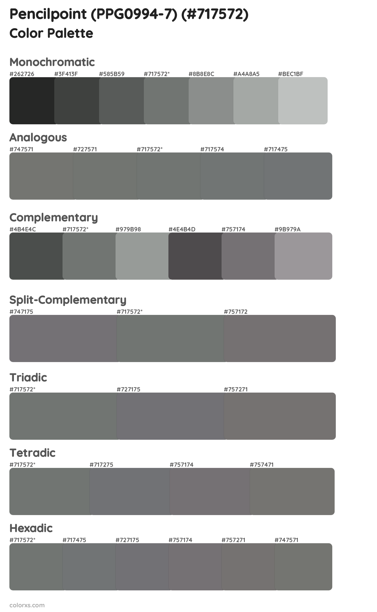 Pencilpoint (PPG0994-7) Color Scheme Palettes